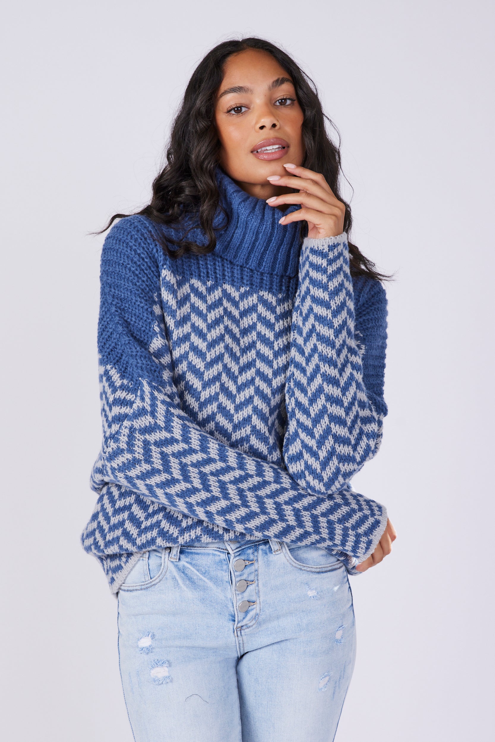 Sally Chevron Pattern Sweater - fab'rik
