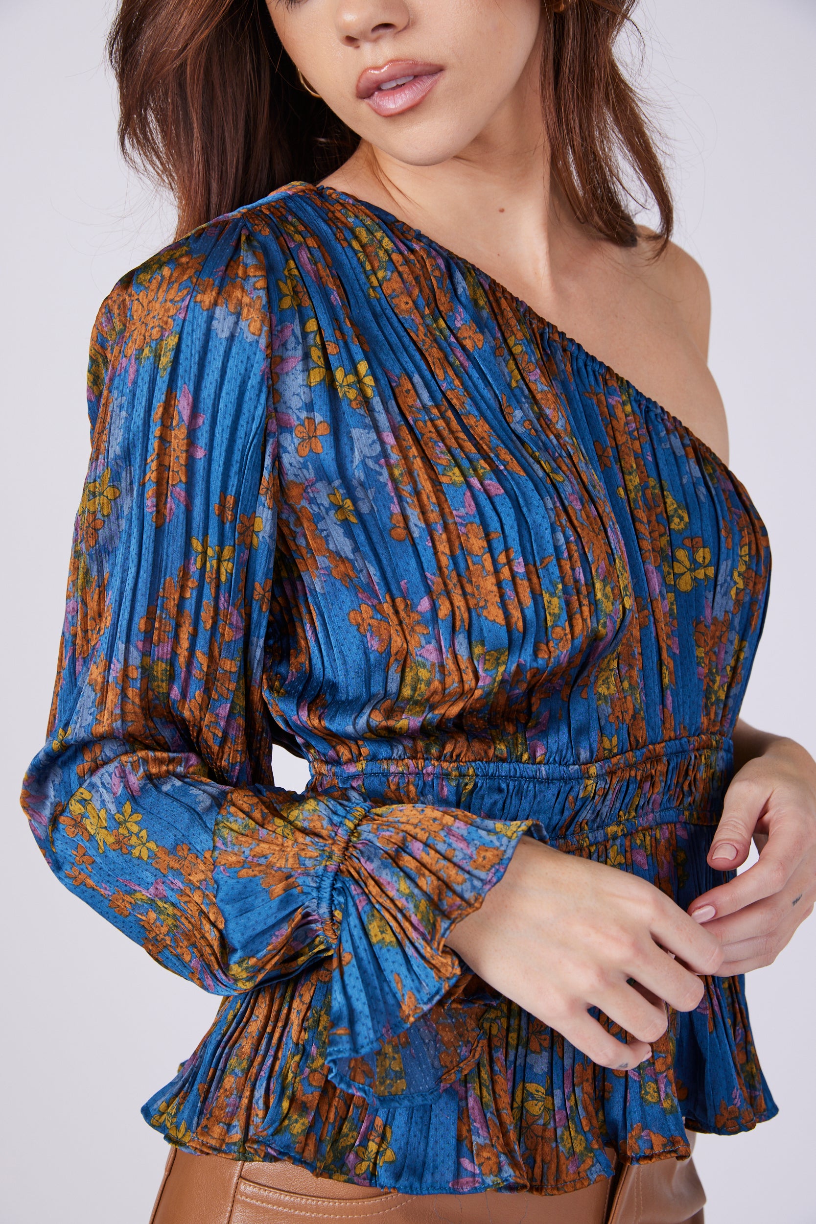 Lucia Pleated One Shoulder Blouse - fab'rik