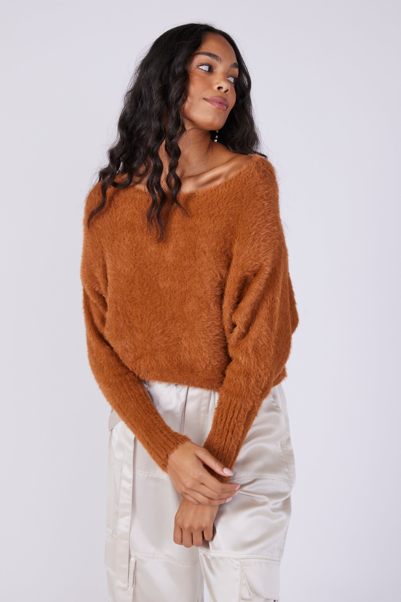 Camila Fuzzy Dolman Sleeve Sweater - fab'rik