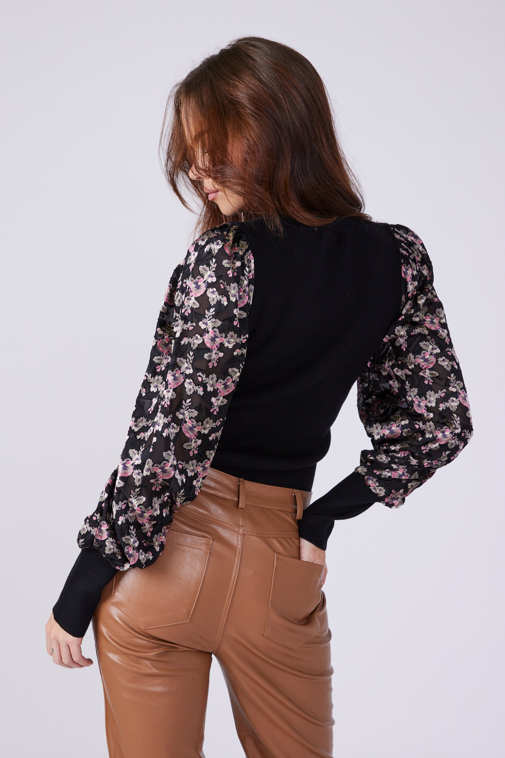 Dolly Contrast Sleeve Knit Top - fab'rik