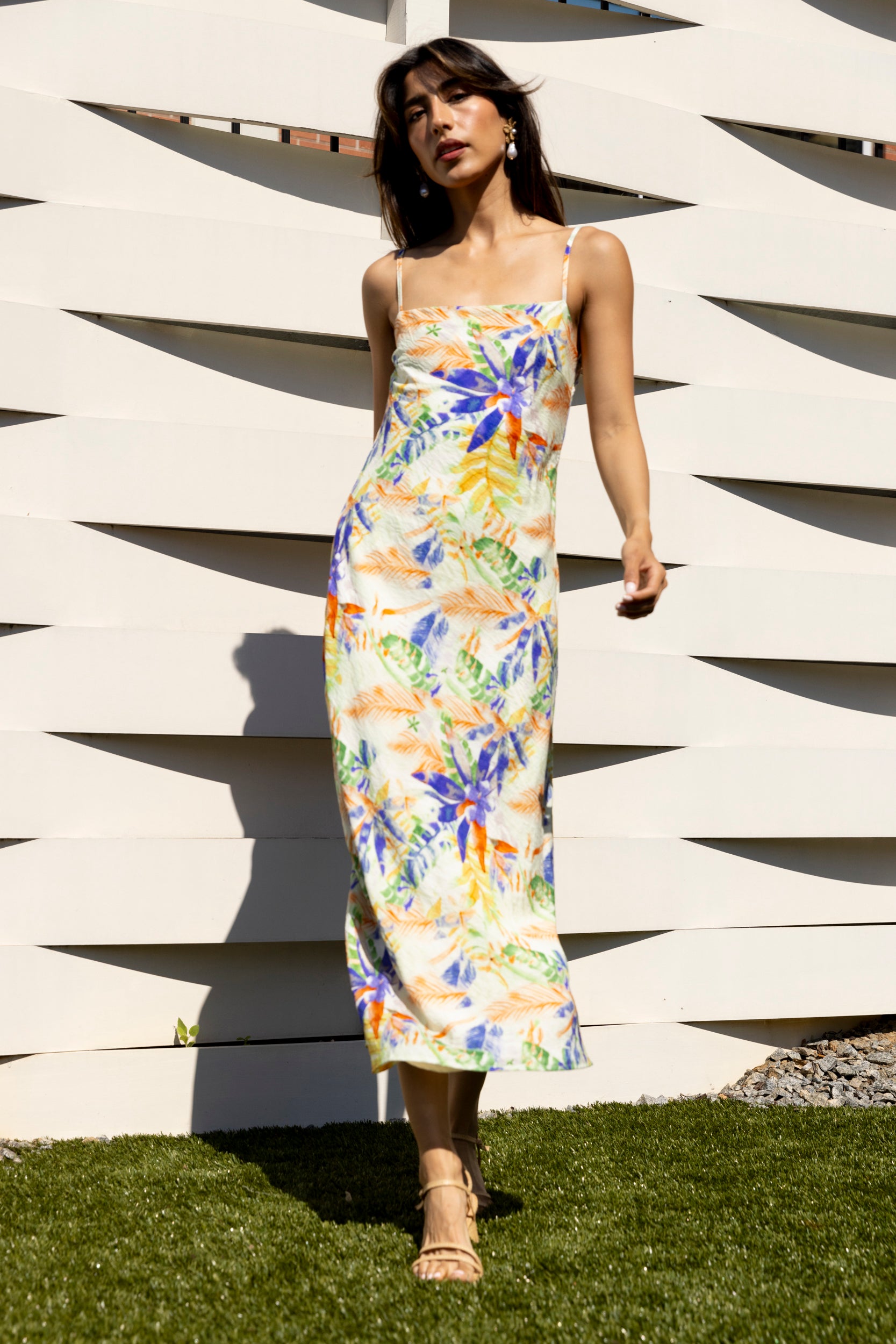 Mckay Tropical Print Midi Slip Dress - fab'rik