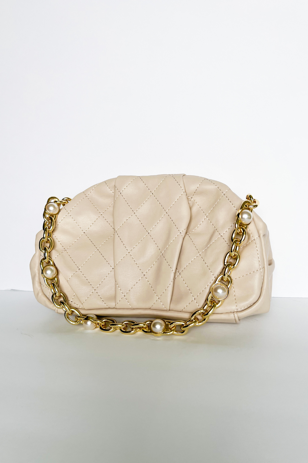 Corrine Quilted Pearl Strap Bag - fab'rik