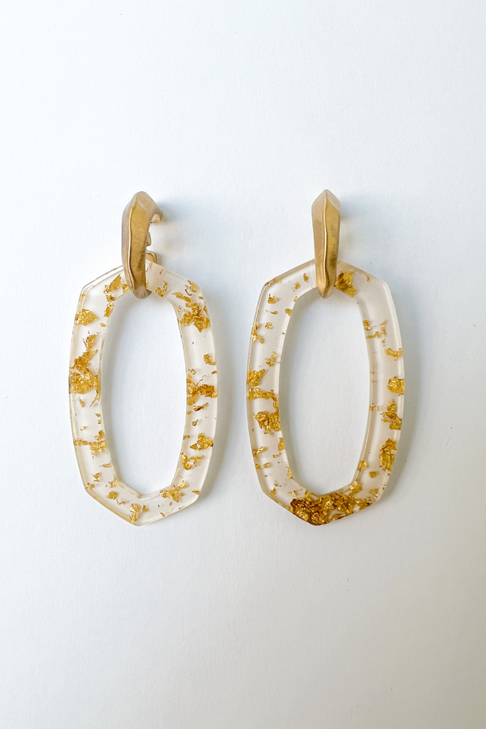 Sierra Dangle Speckle Oval Earrings - fab'rik