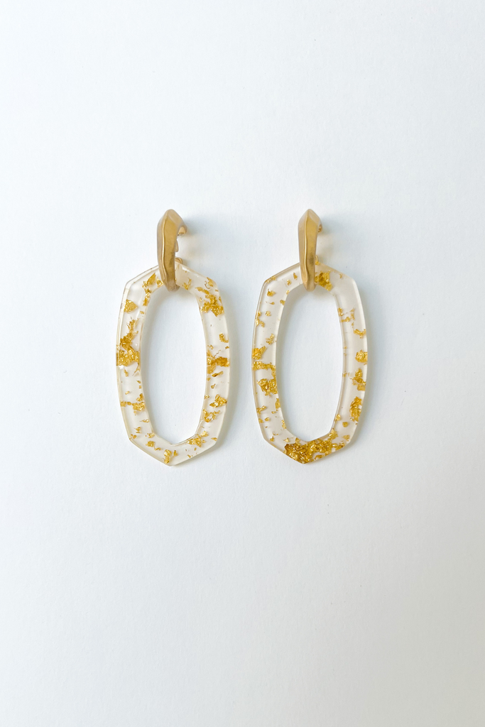 Sierra Dangle Speckle Oval Earrings - fab'rik