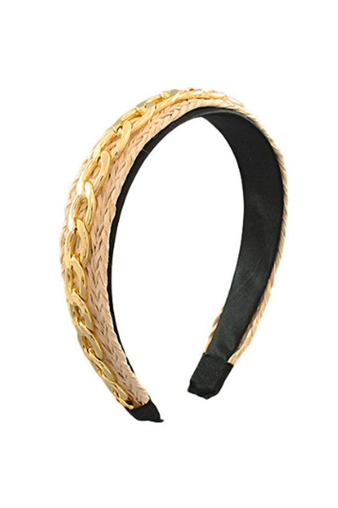 Floyd Chain Link and Woven Straw Headband - fab'rik