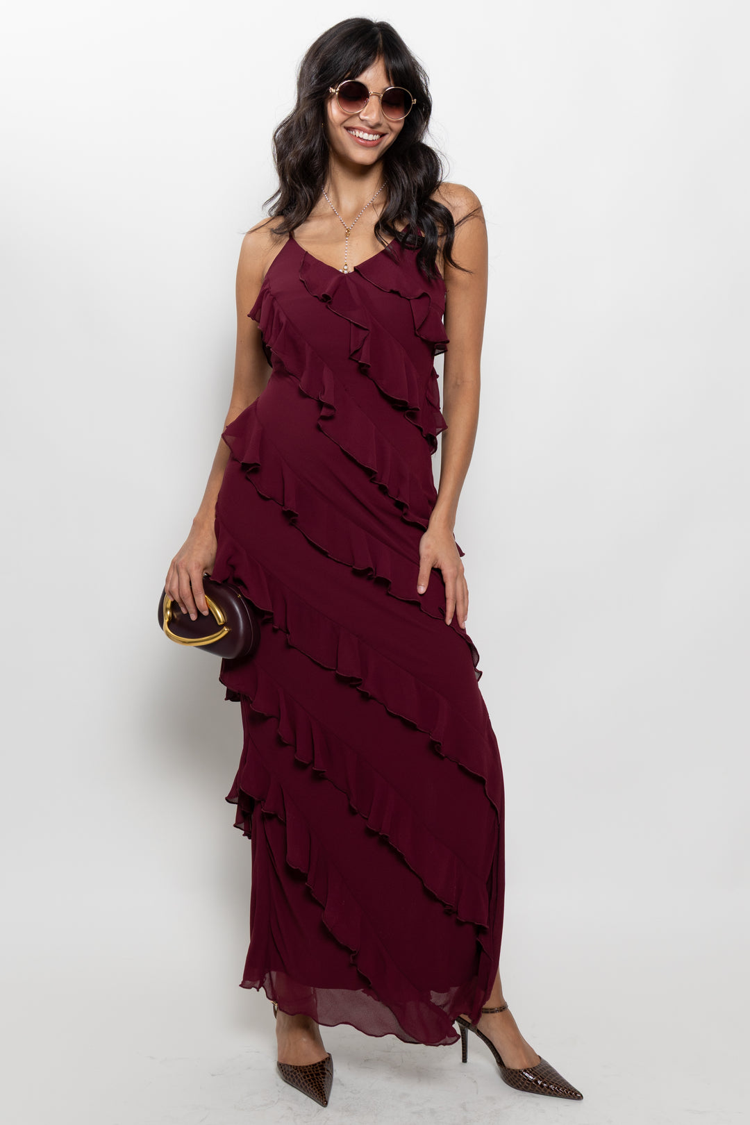 Nina Ruffle Tiered Maxi Dress  fab'rik