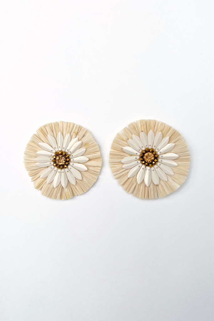 Genesis Raffia & Sequin Flower Earring - fab'rik