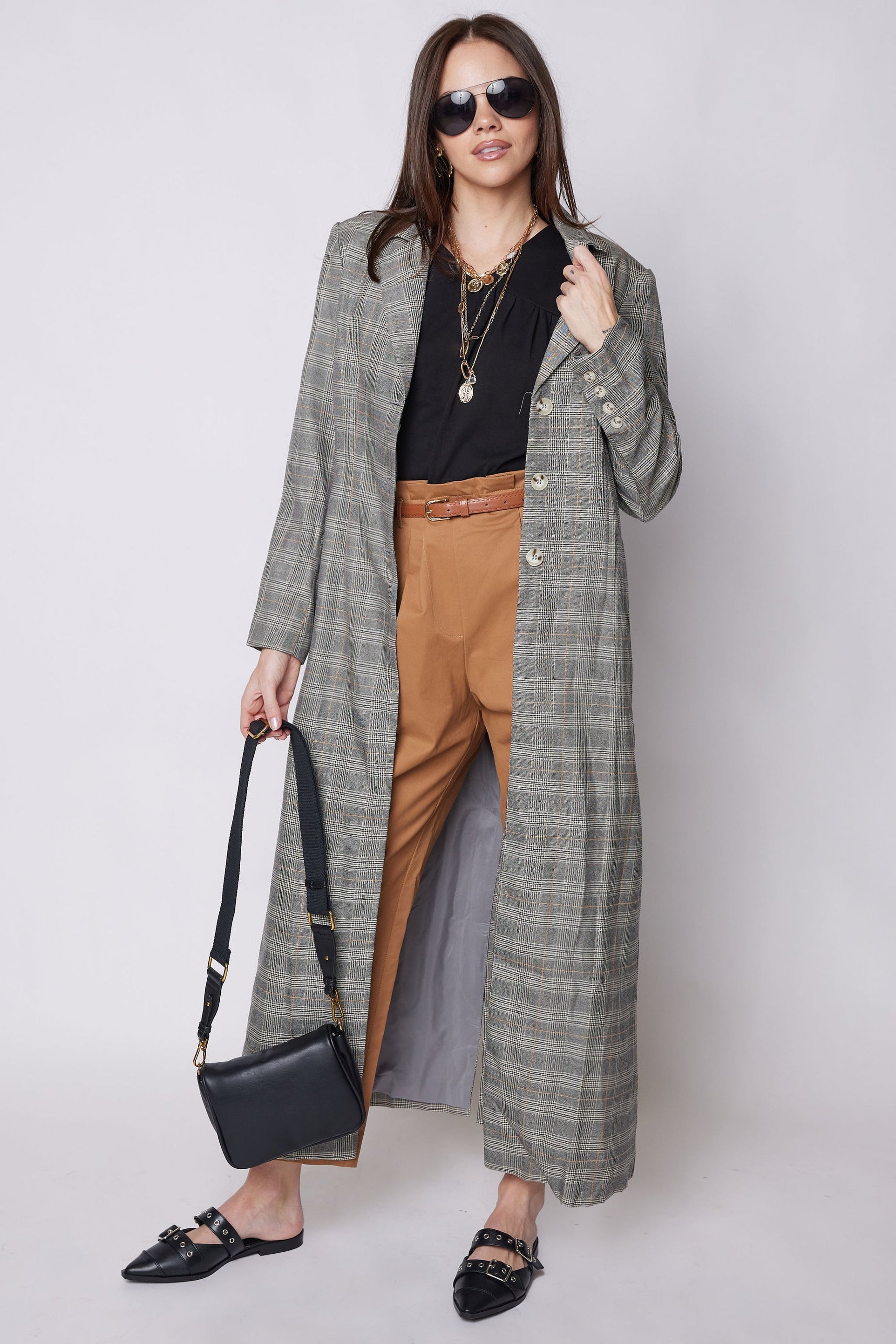 SALE - Julie Extra Long Plaid Blazer