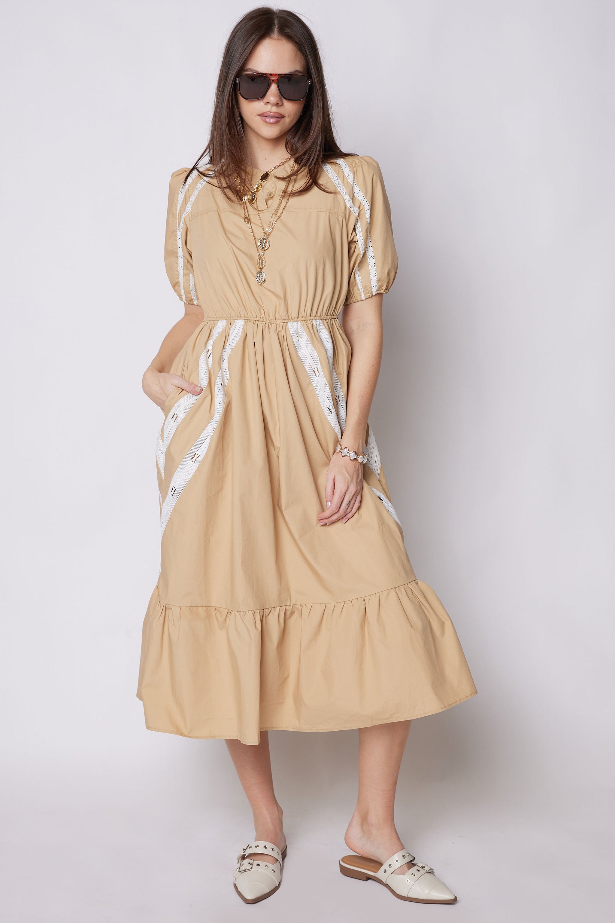 SALE - Paige Lace Trim Detail Midi Dress