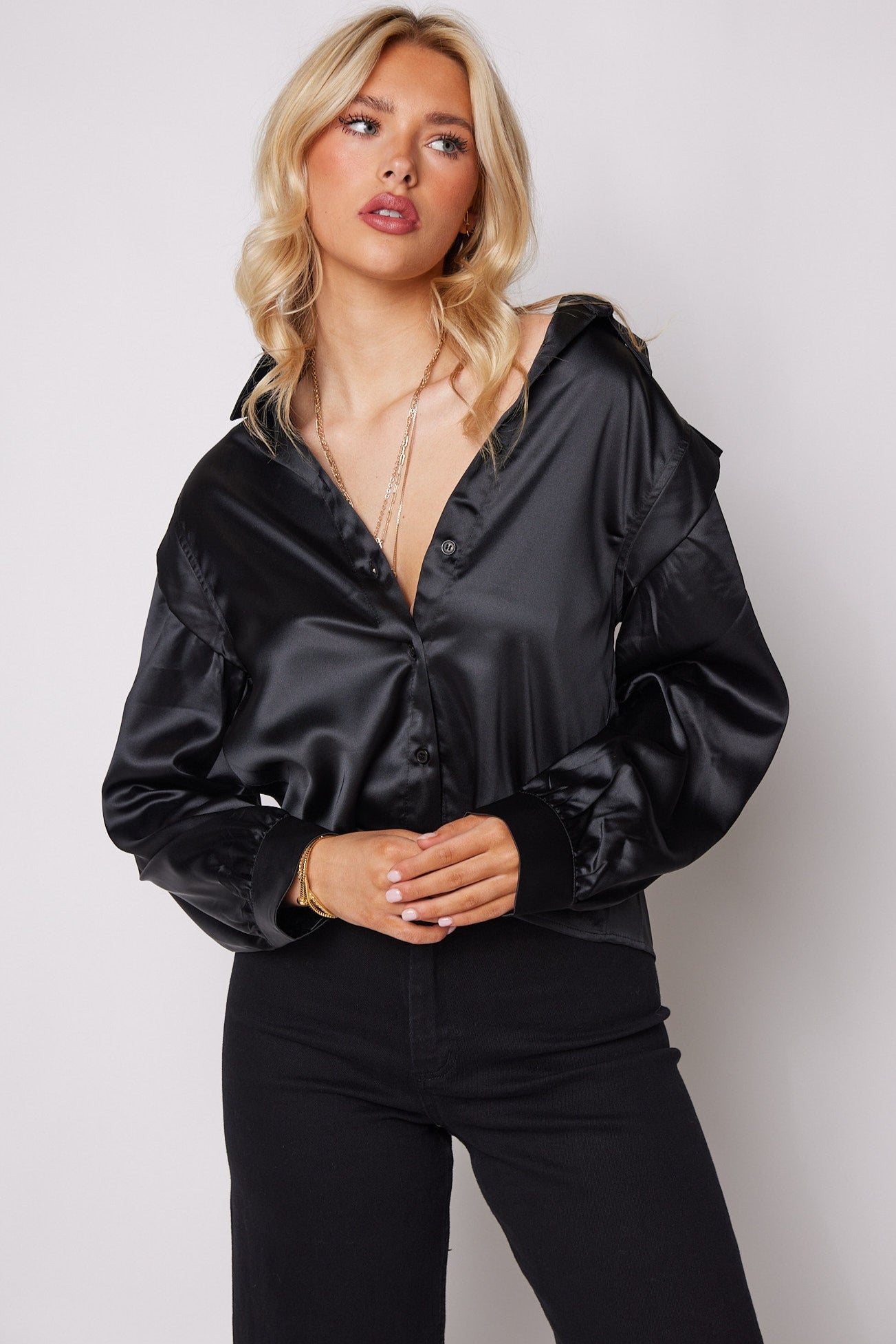 SALE - Jenna Shoulder Detail Button Down Blouse