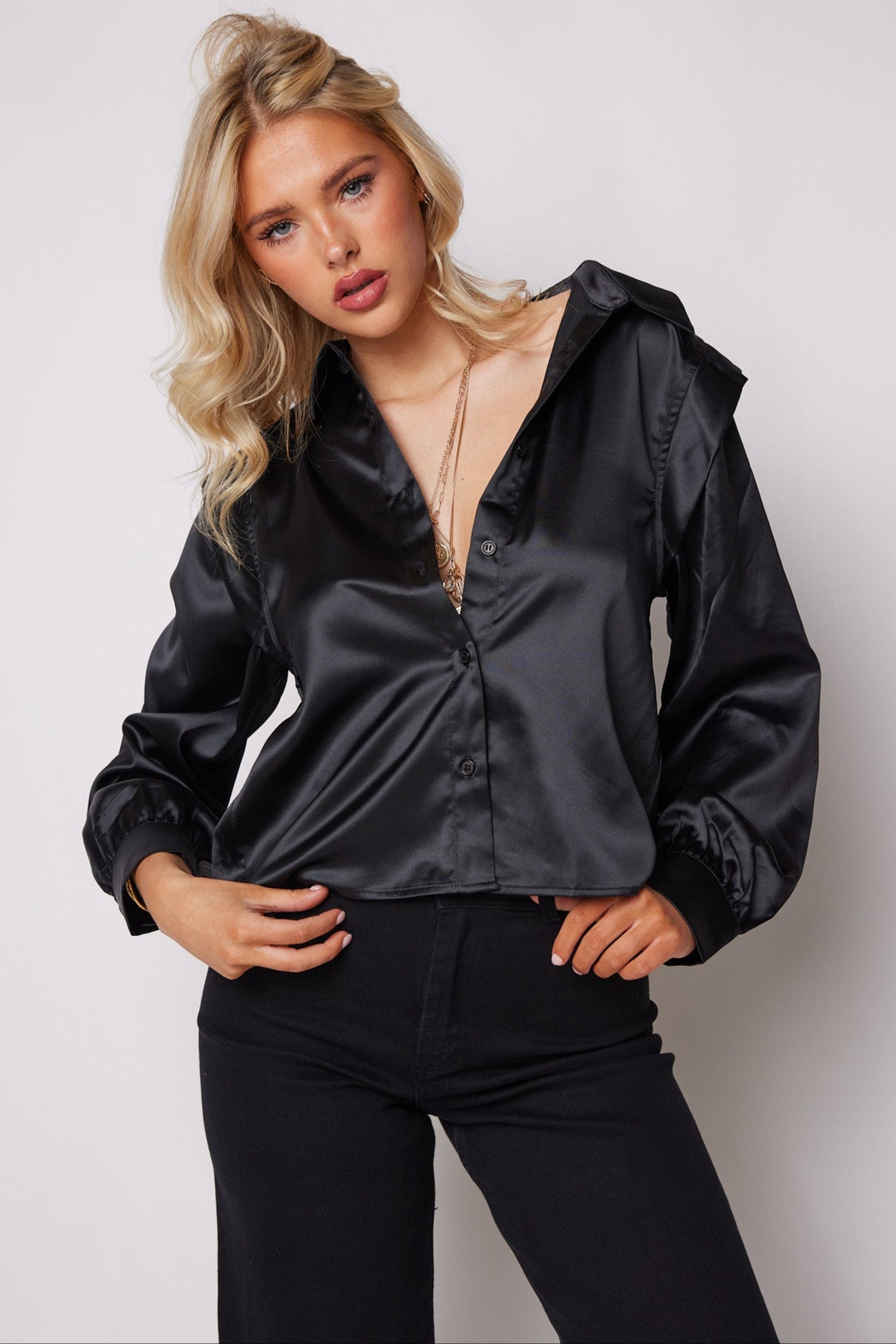 SALE - Jenna Shoulder Detail Button Down Blouse