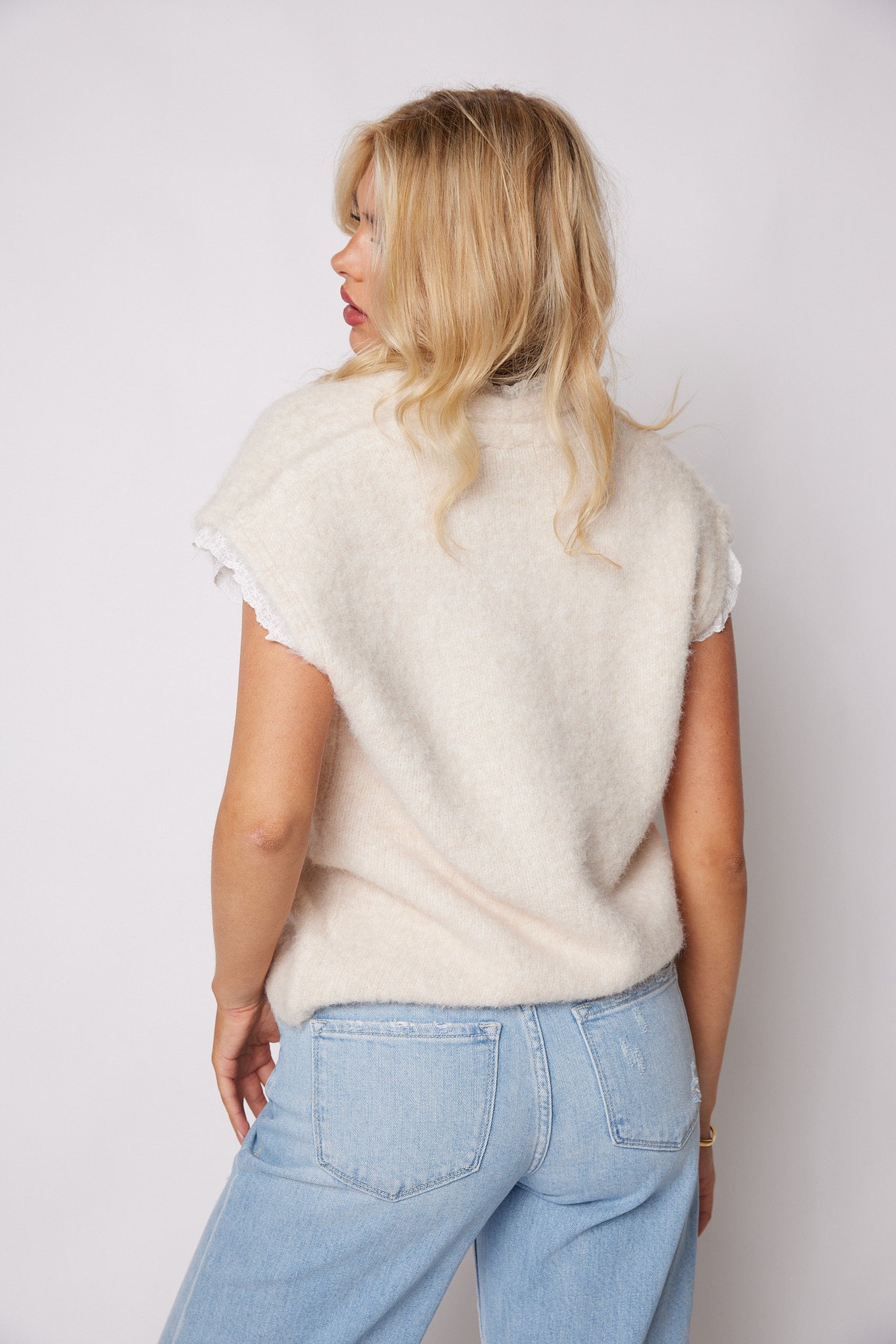 SALE - Candice Lace Trim Sweater Vest