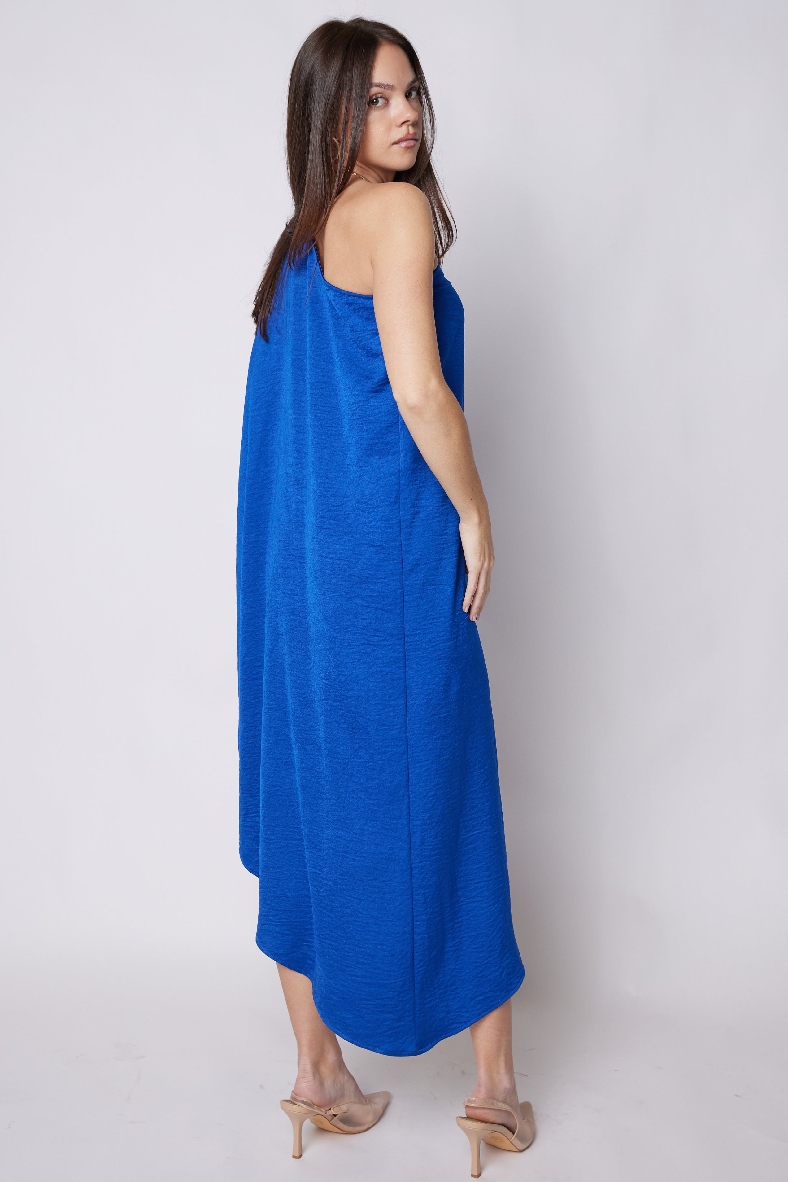 Emmaline One Shoulder Asymmetrical Midi Dress