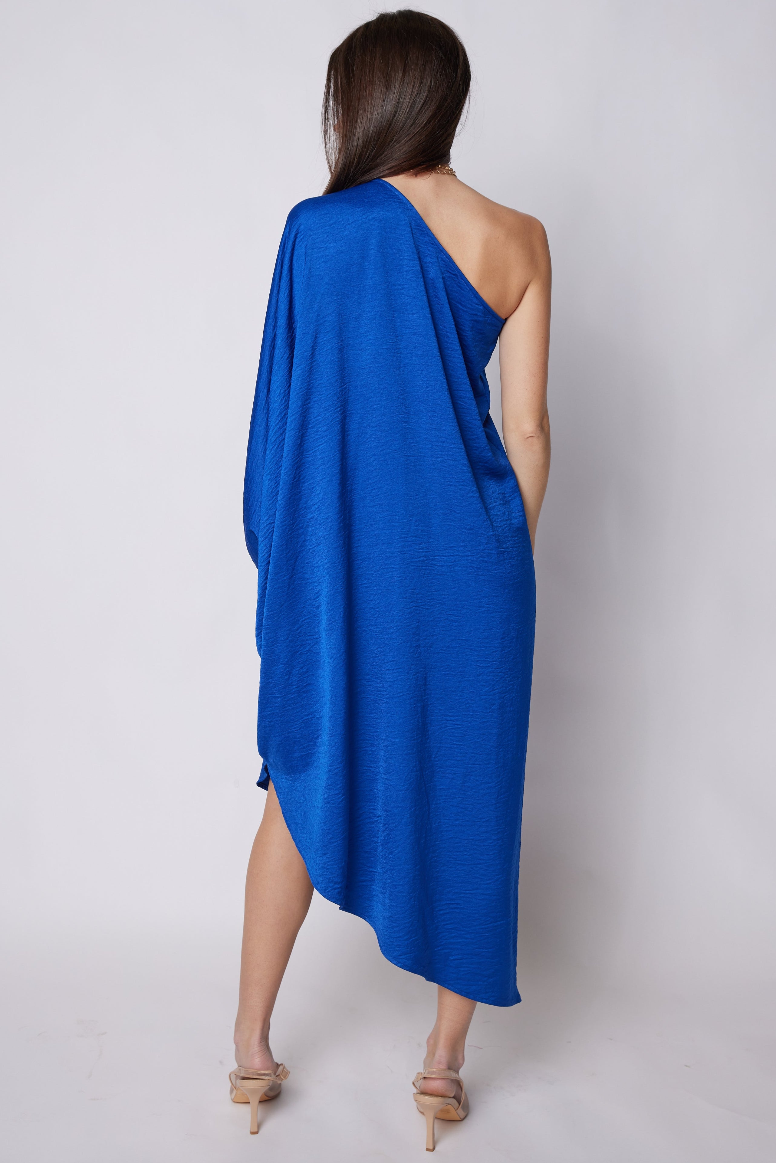 Emmaline One Shoulder Asymmetrical Midi Dress