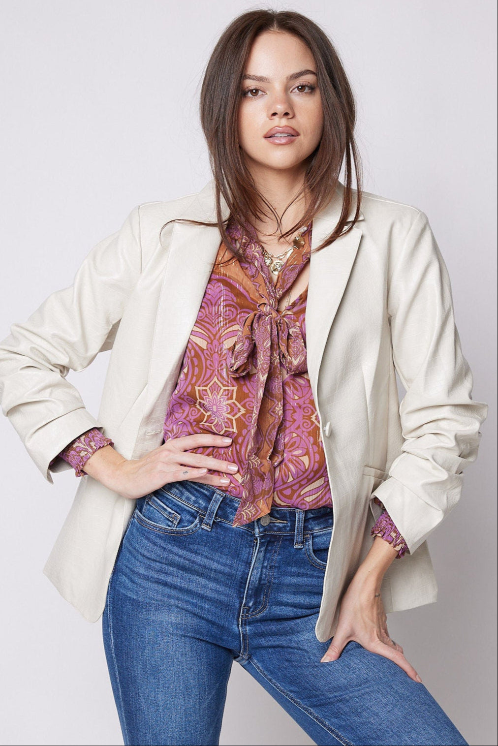 Gabriella Faux Leather Blazer