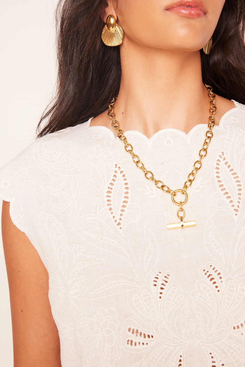 Tate Scalloped Short Sleeve Top