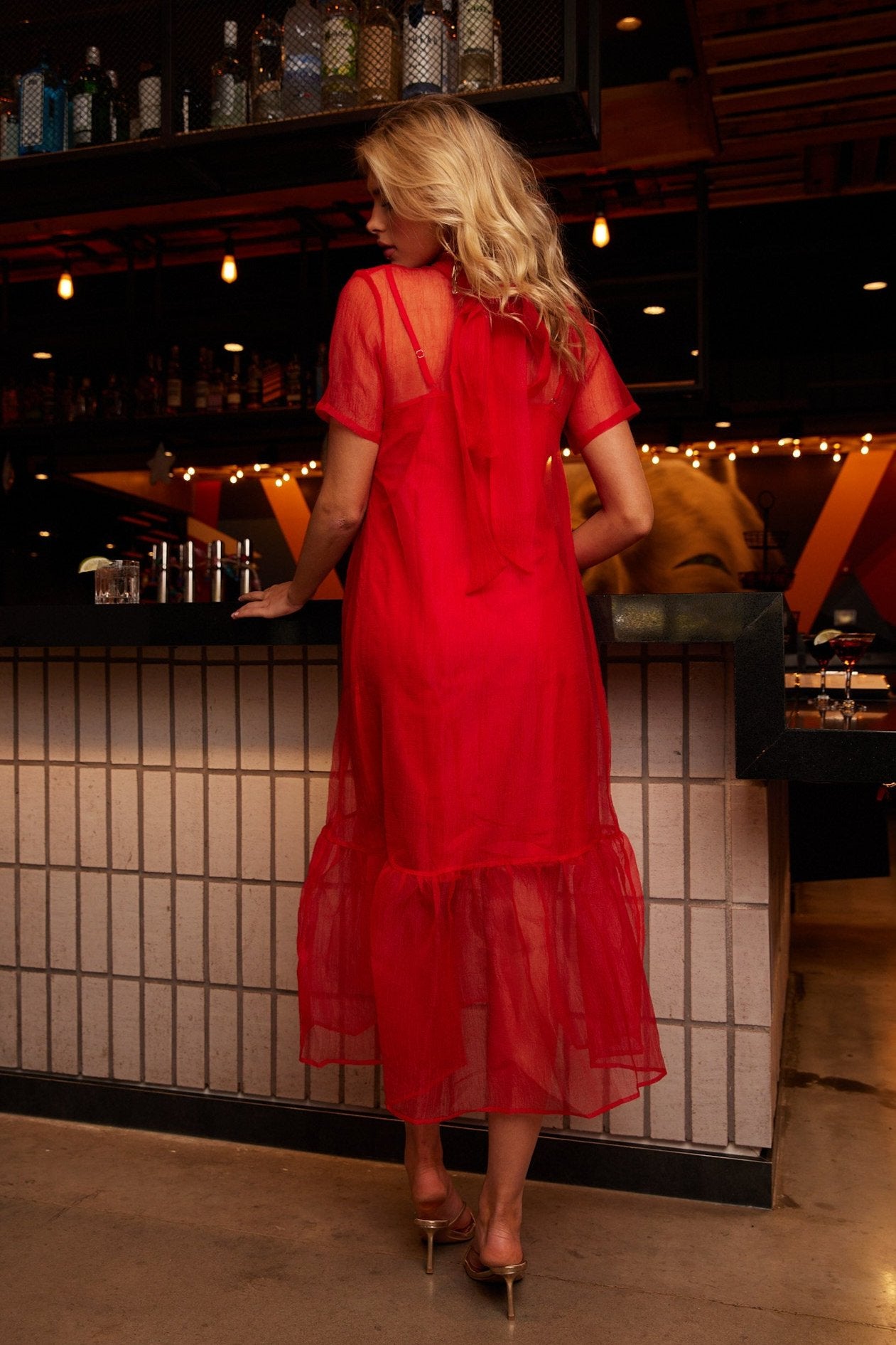 Scarlett Mesh Overlay Maxi Dress