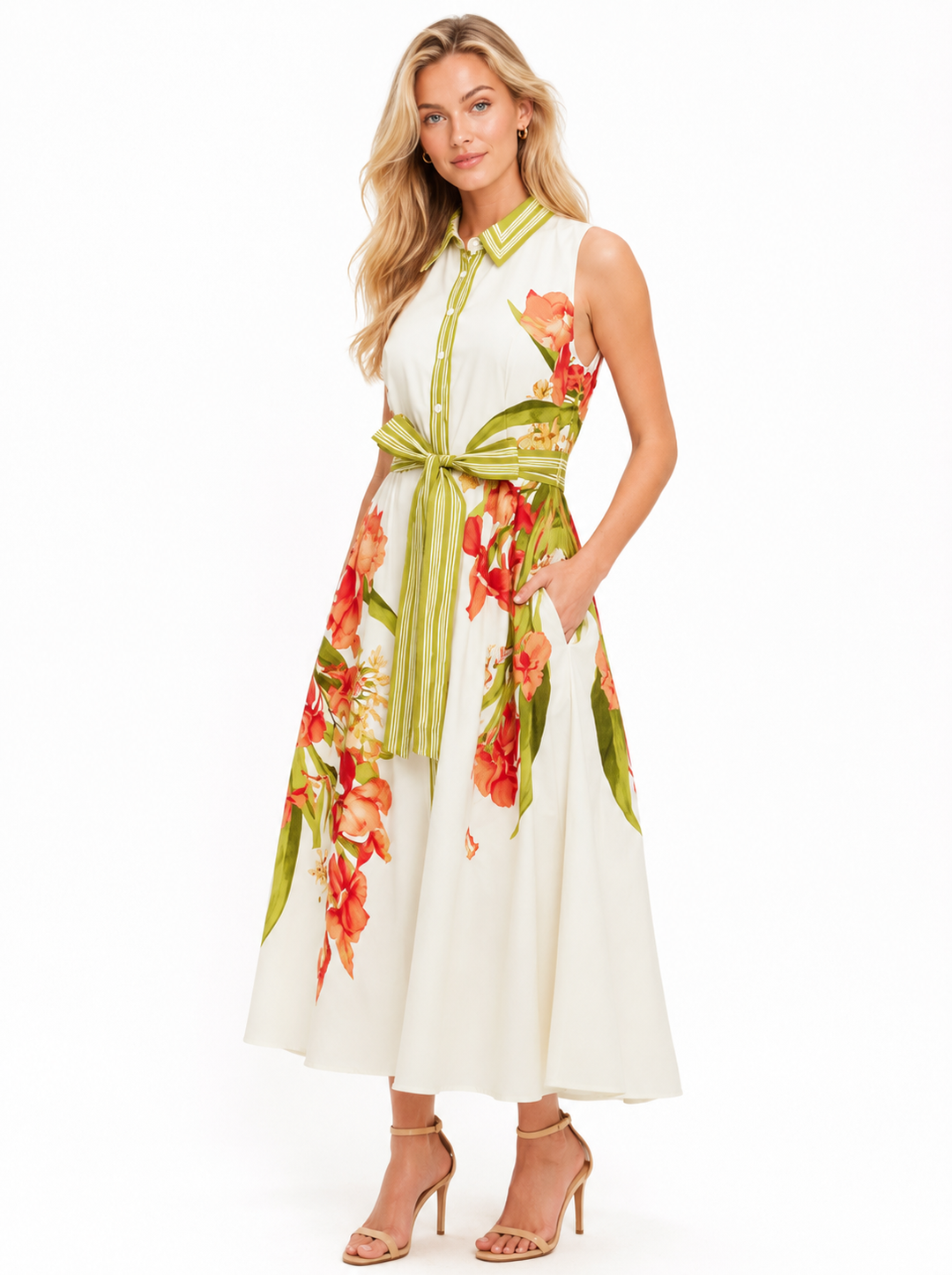 midi collar dress Francesca Collar Floral Midi Dress – fab'rik