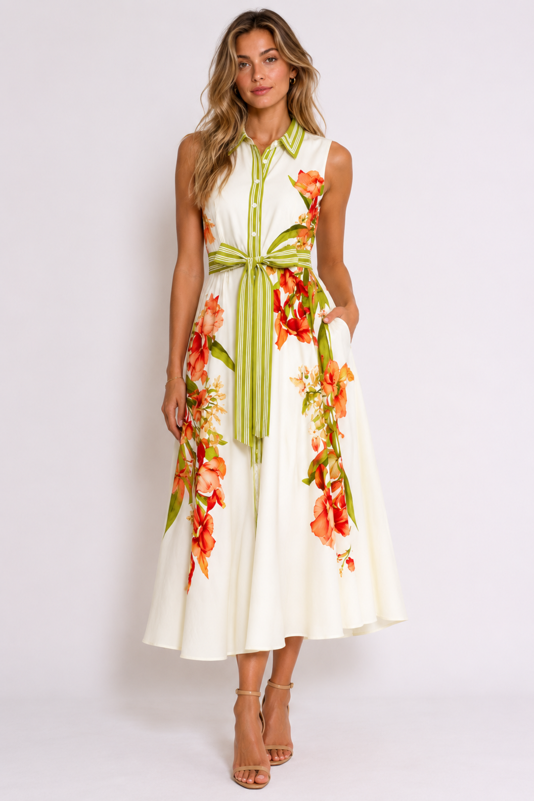 francesca midi dress Collar Floral MD26SALE40OFF Color:White (Long Dress) (Pre-order) Embrace statement florals for Wedding Dress for Men: