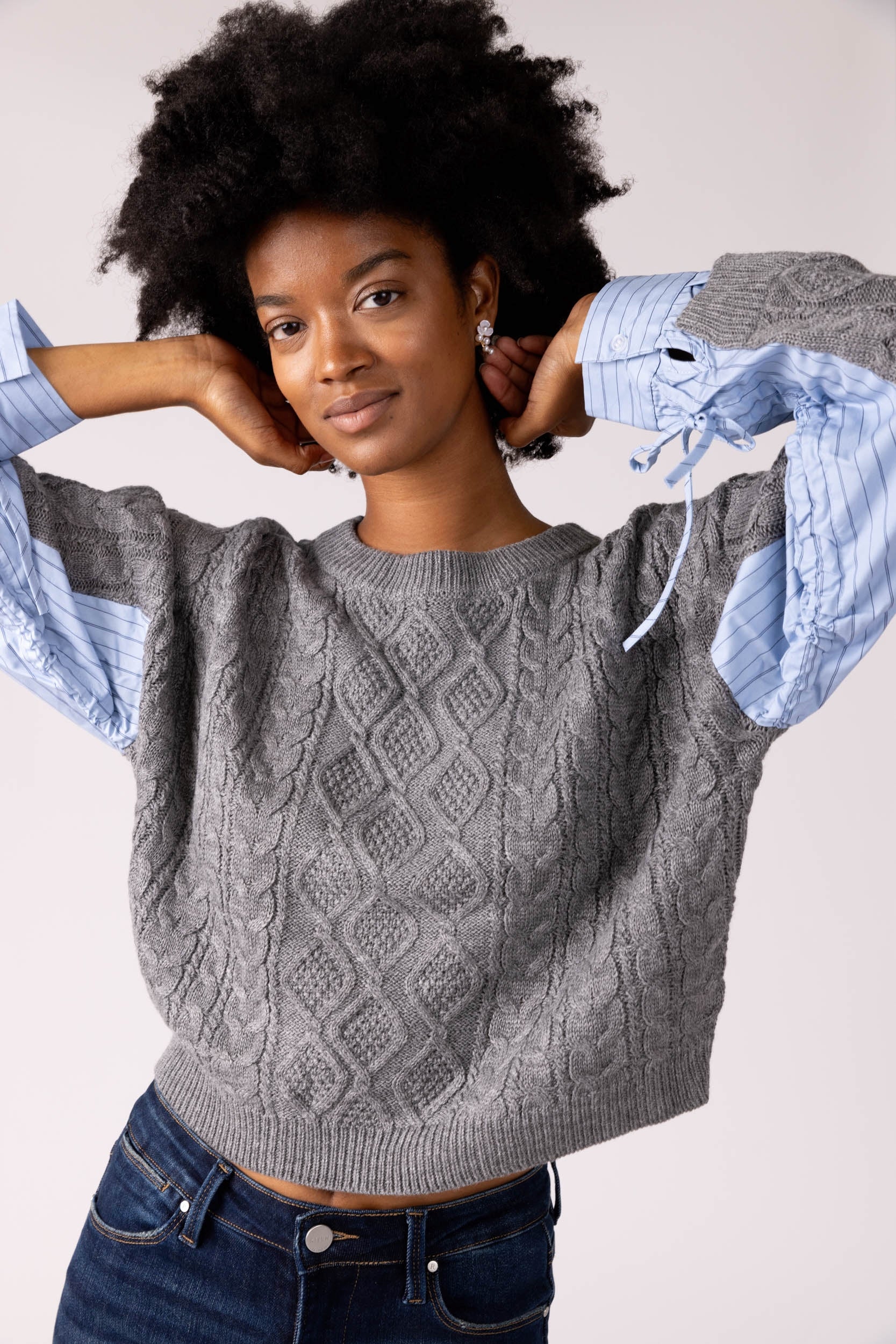 Mia Woven Sleeve Sweater - fab'rik