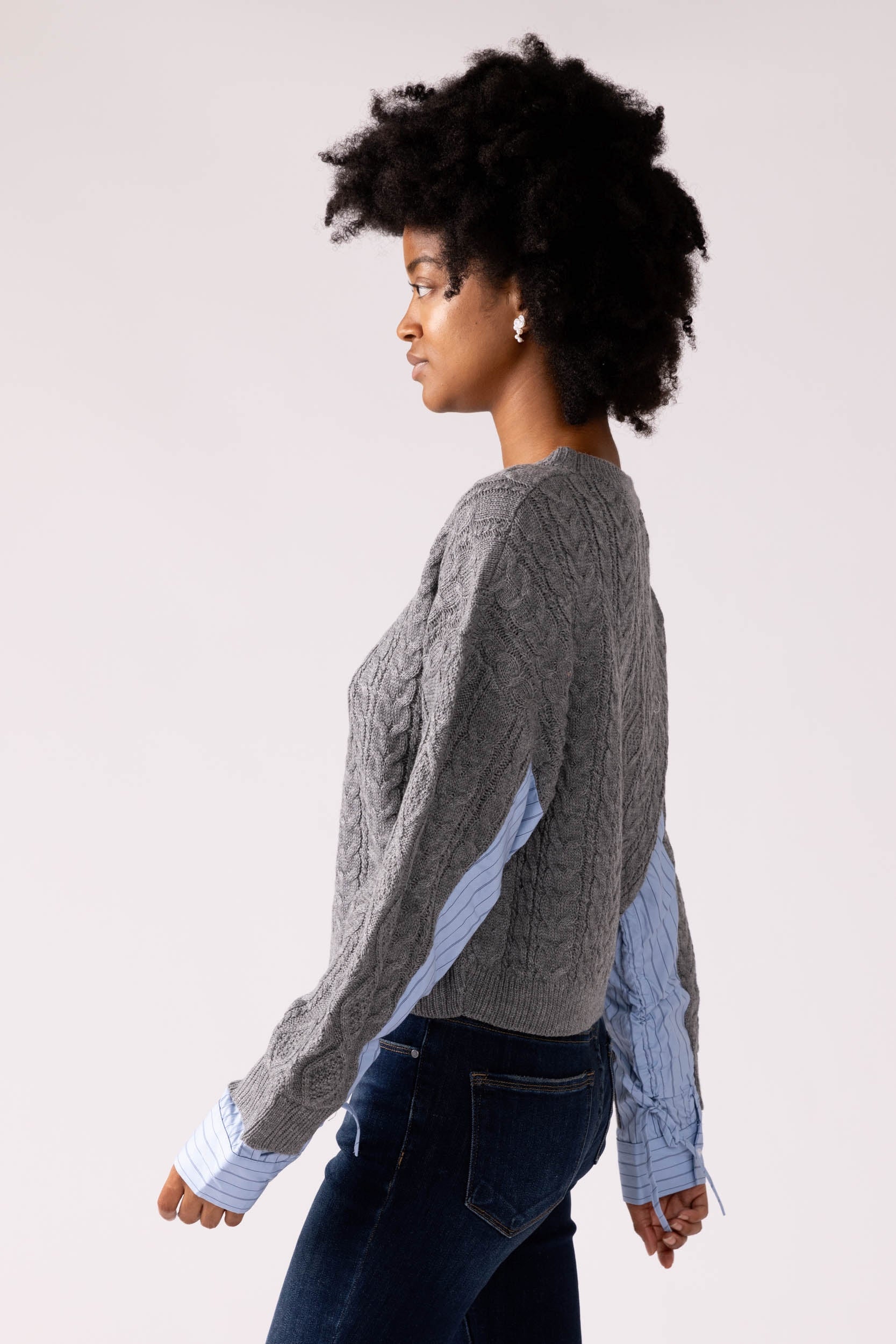 Mia Woven Sleeve Sweater - fab'rik
