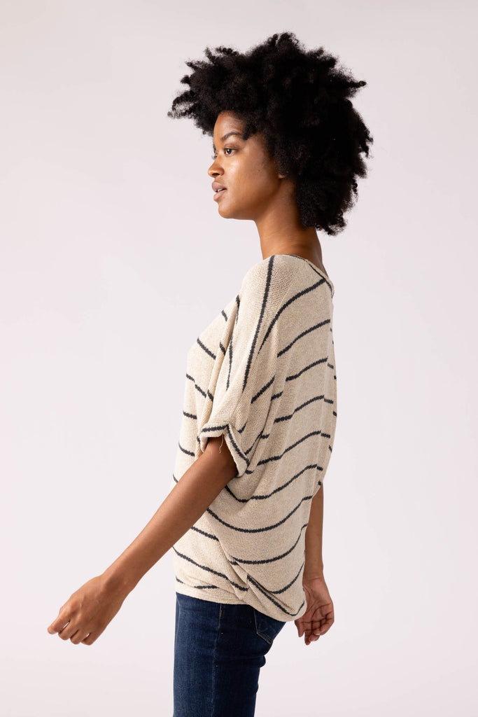 Ellenor Striped Knit Dolman Tee - fab'rik
