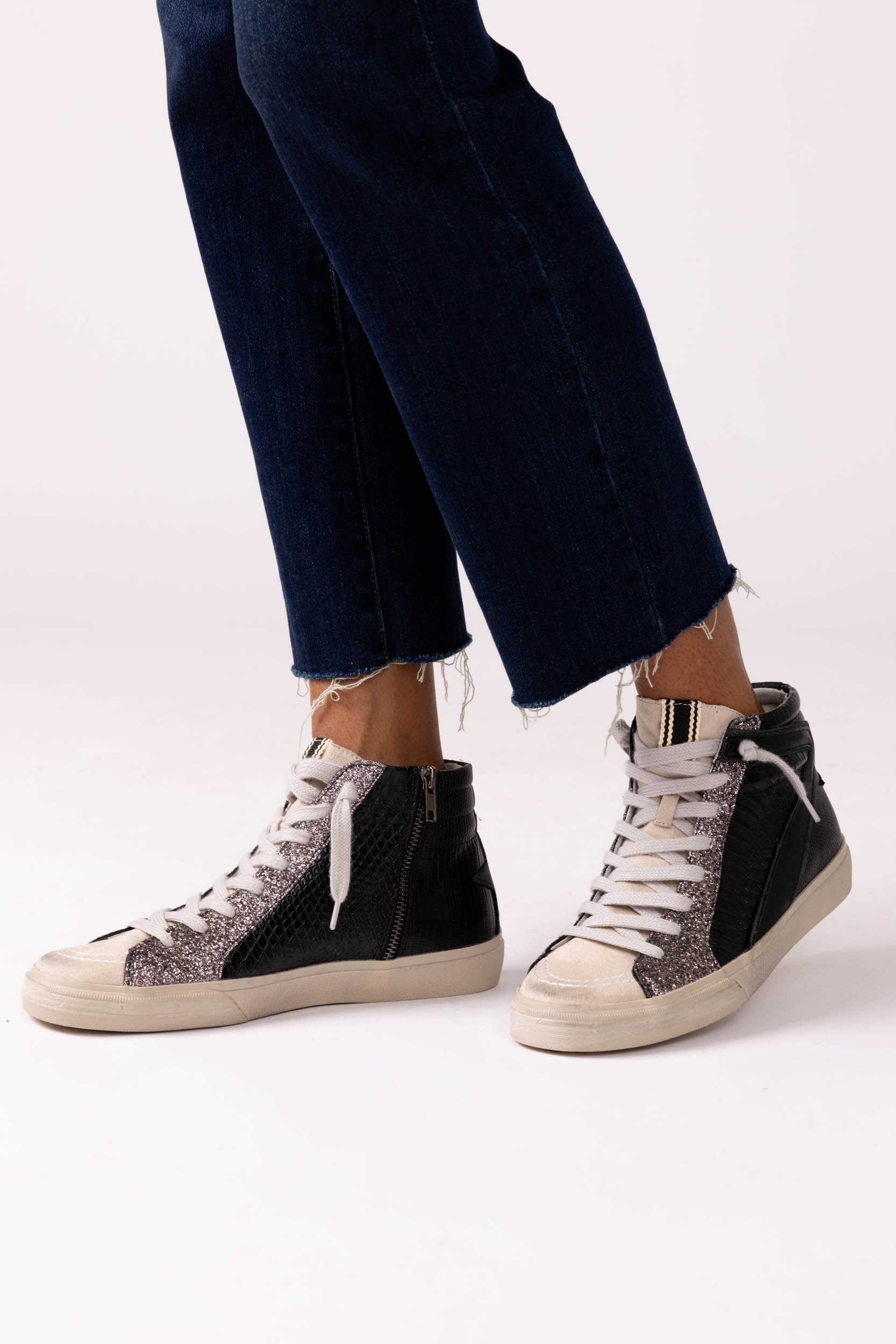 Rooney Glitter High Top Sneakers - fab'rik