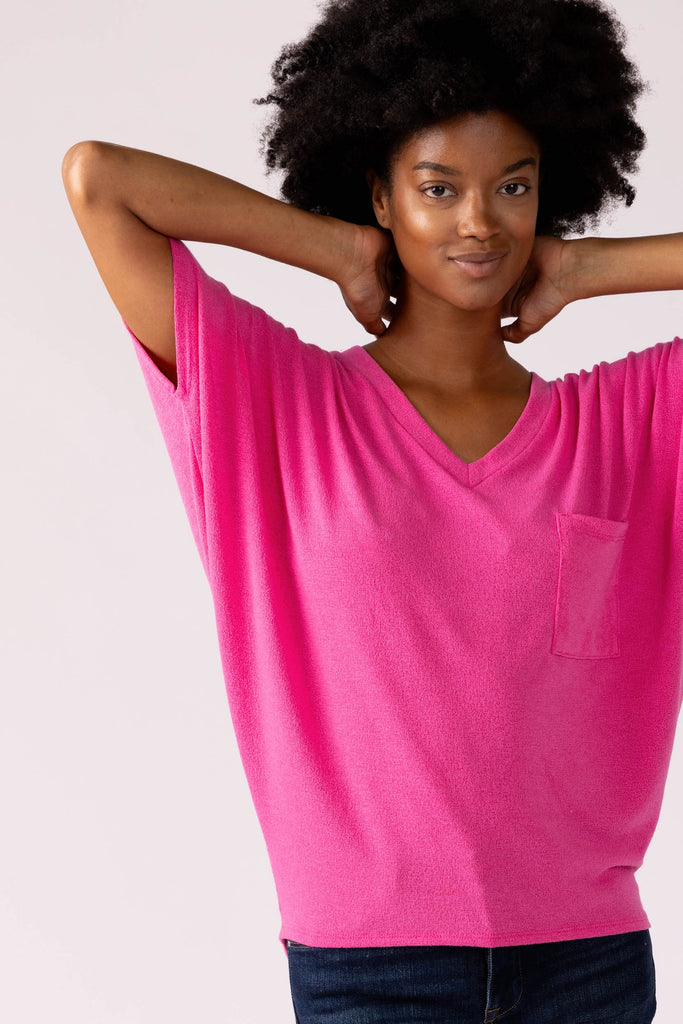 Emily V Neck Loose Fit Tee - fab'rik