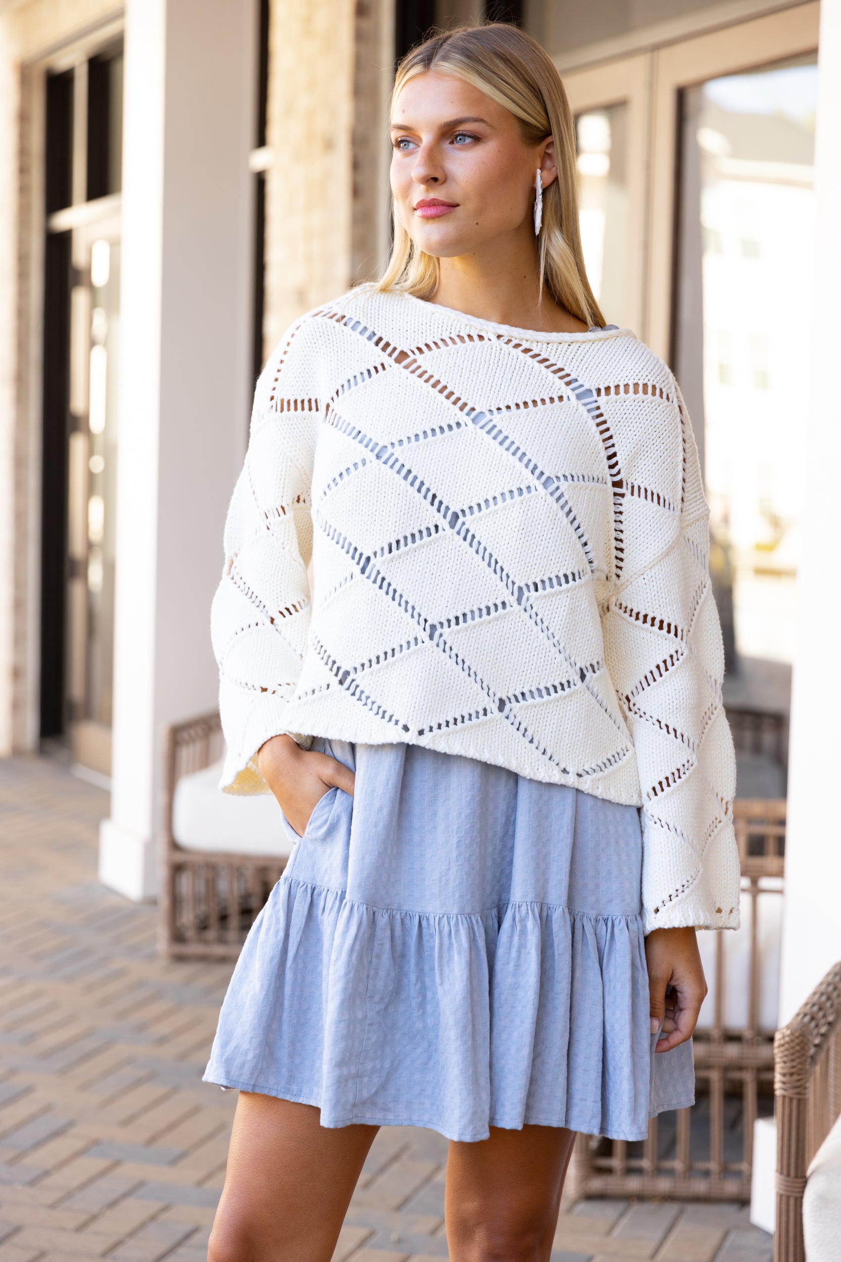 Natalie Bell Sleeve Crochet Sweater - fab'rik