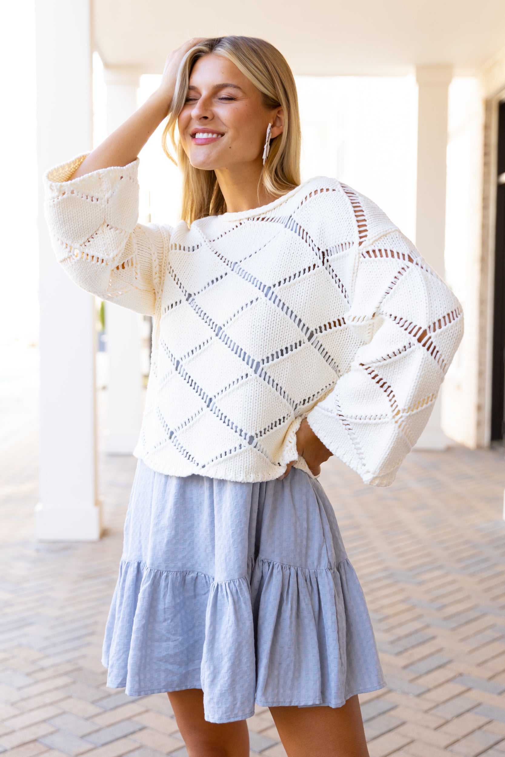 Natalie Bell Sleeve Crochet Sweater - fab'rik