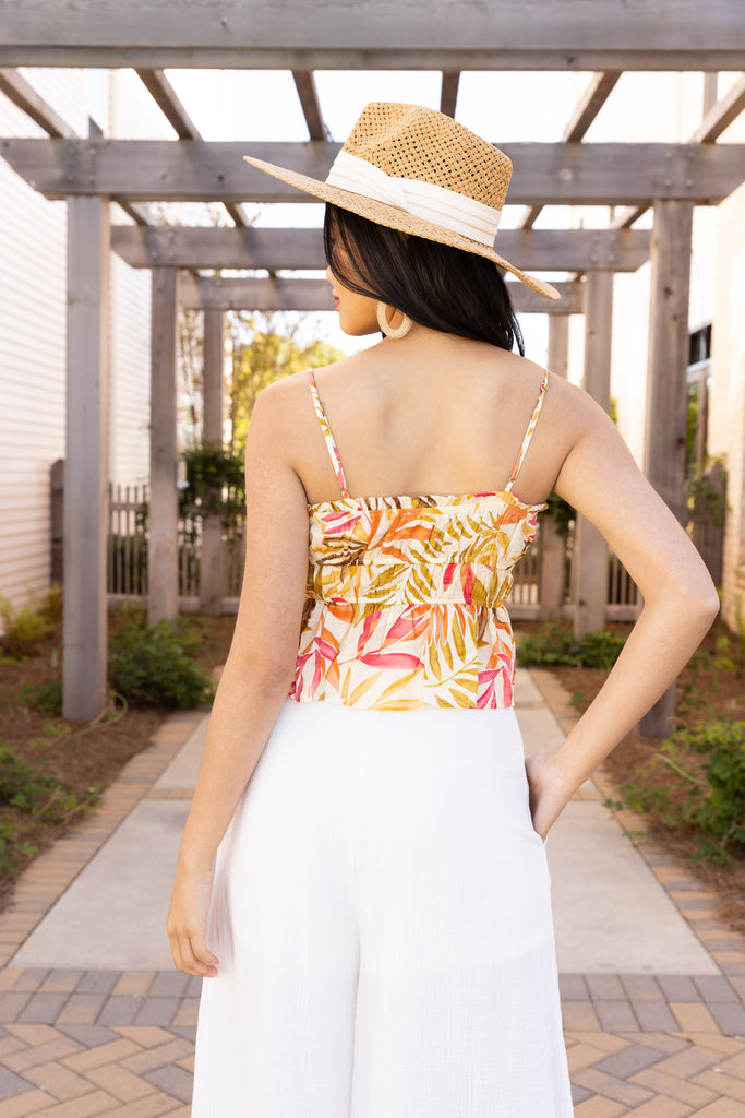 Catarina Tropical Floral Ruched Cami - fab'rik