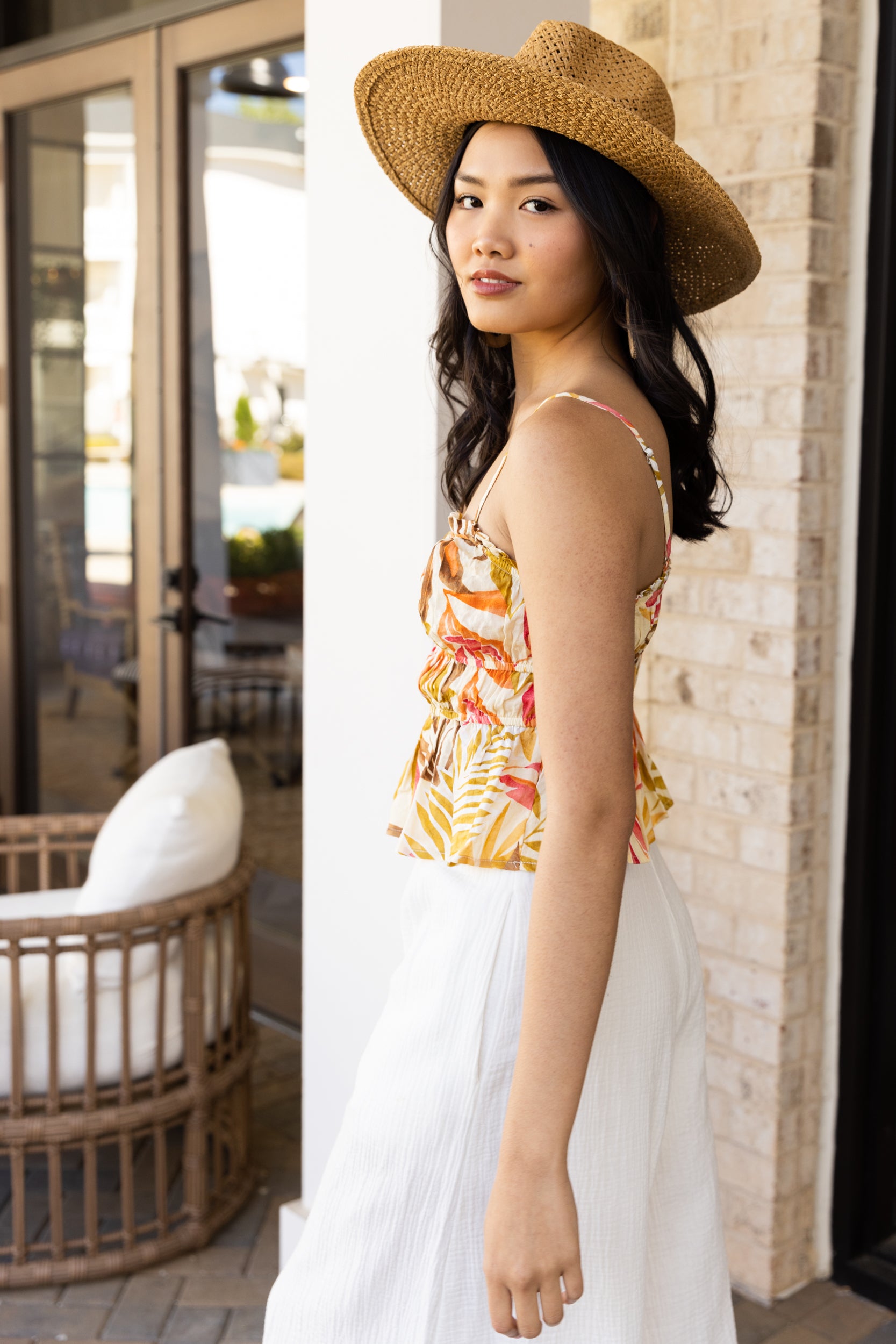 Catarina Tropical Floral Ruched Cami - fab'rik