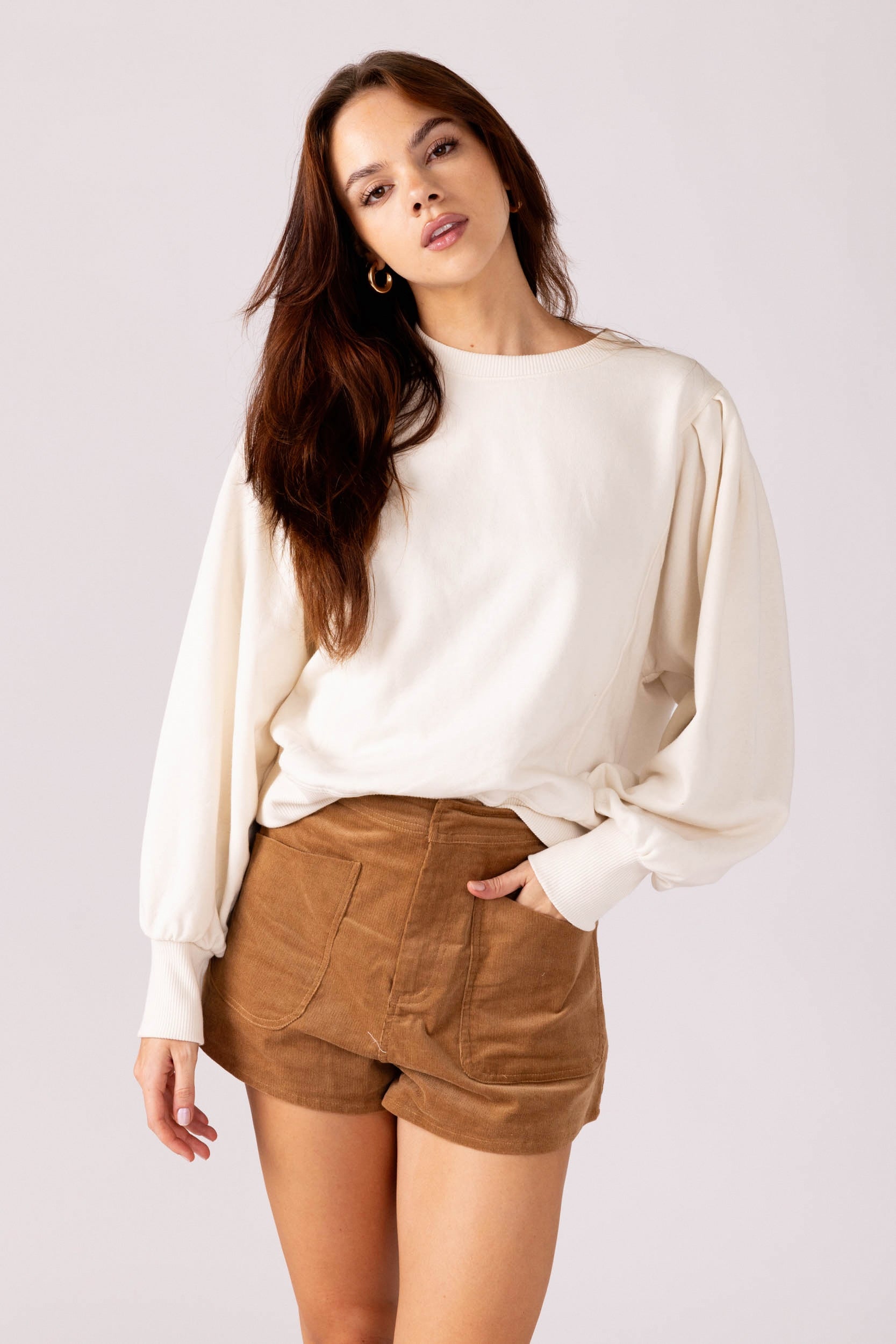 Rosetta Pleated Sleeve Pullover - fab'rik