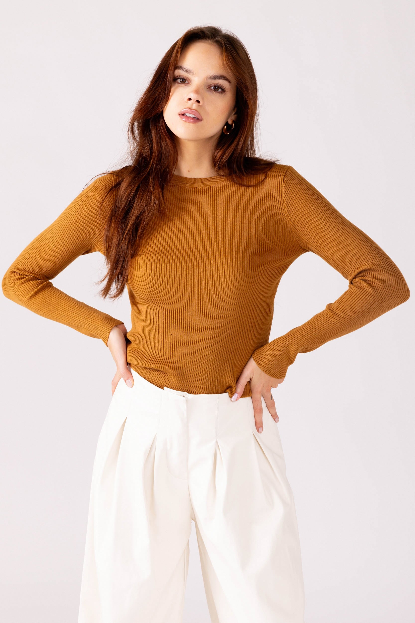 Kara Ribbed Long Sleeve Top - fab'rik