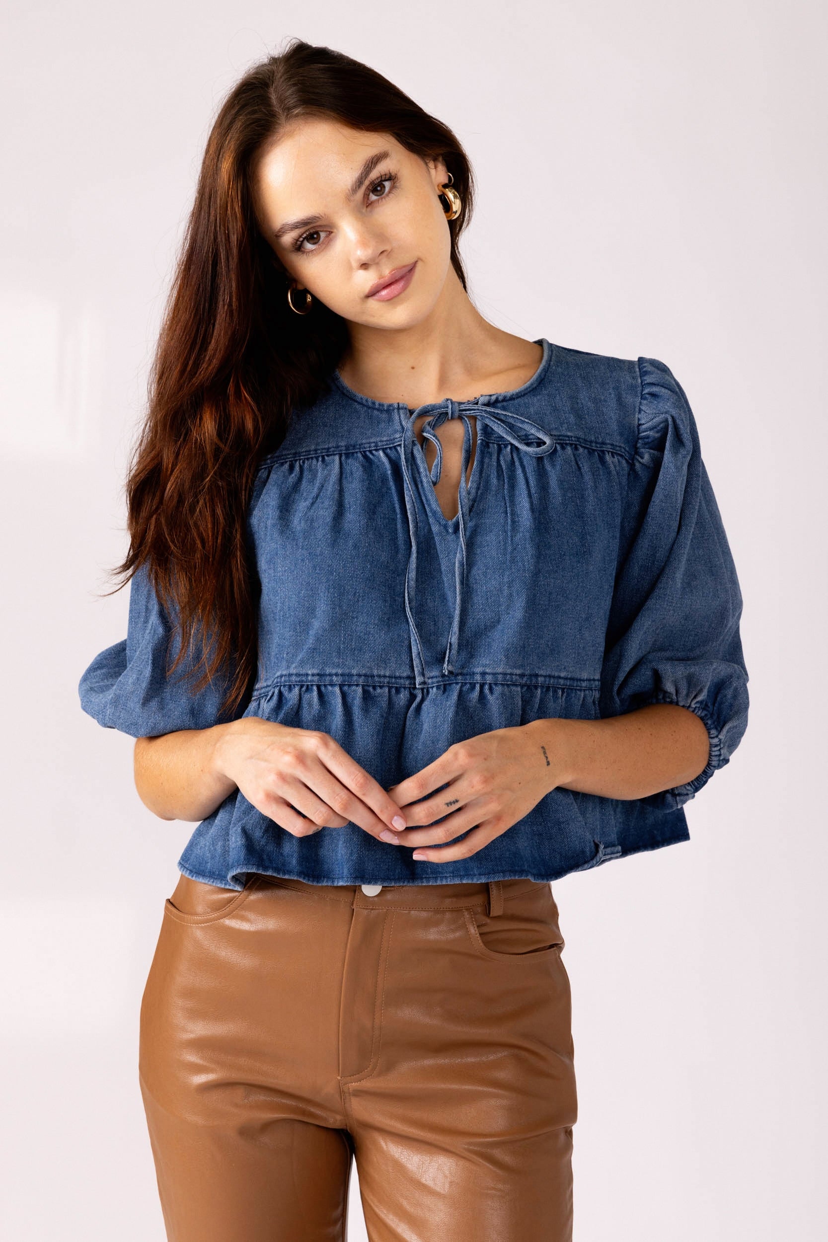 Julia Tiered Denim Top - fab'rik