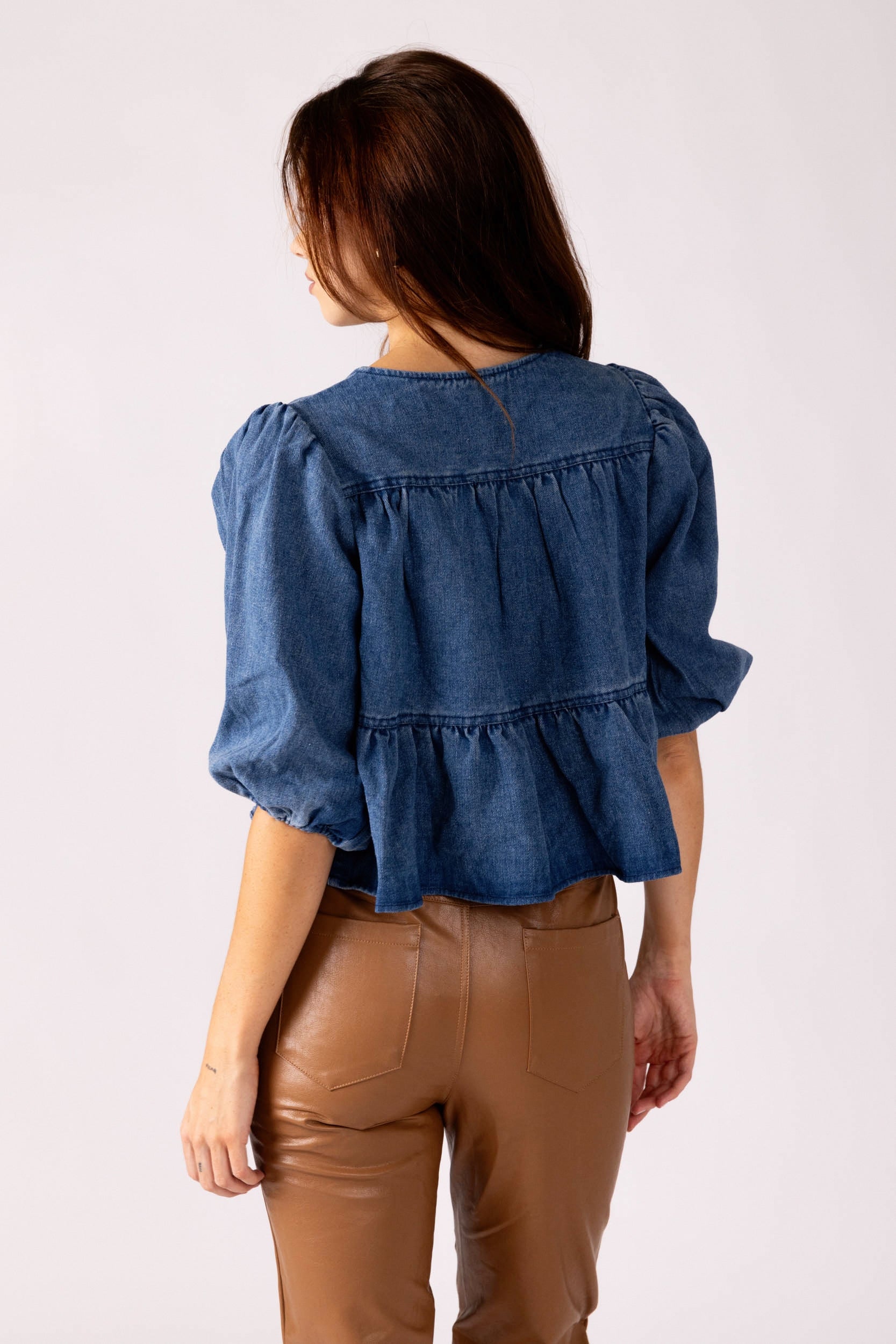 Julia Tiered Denim Top - fab'rik
