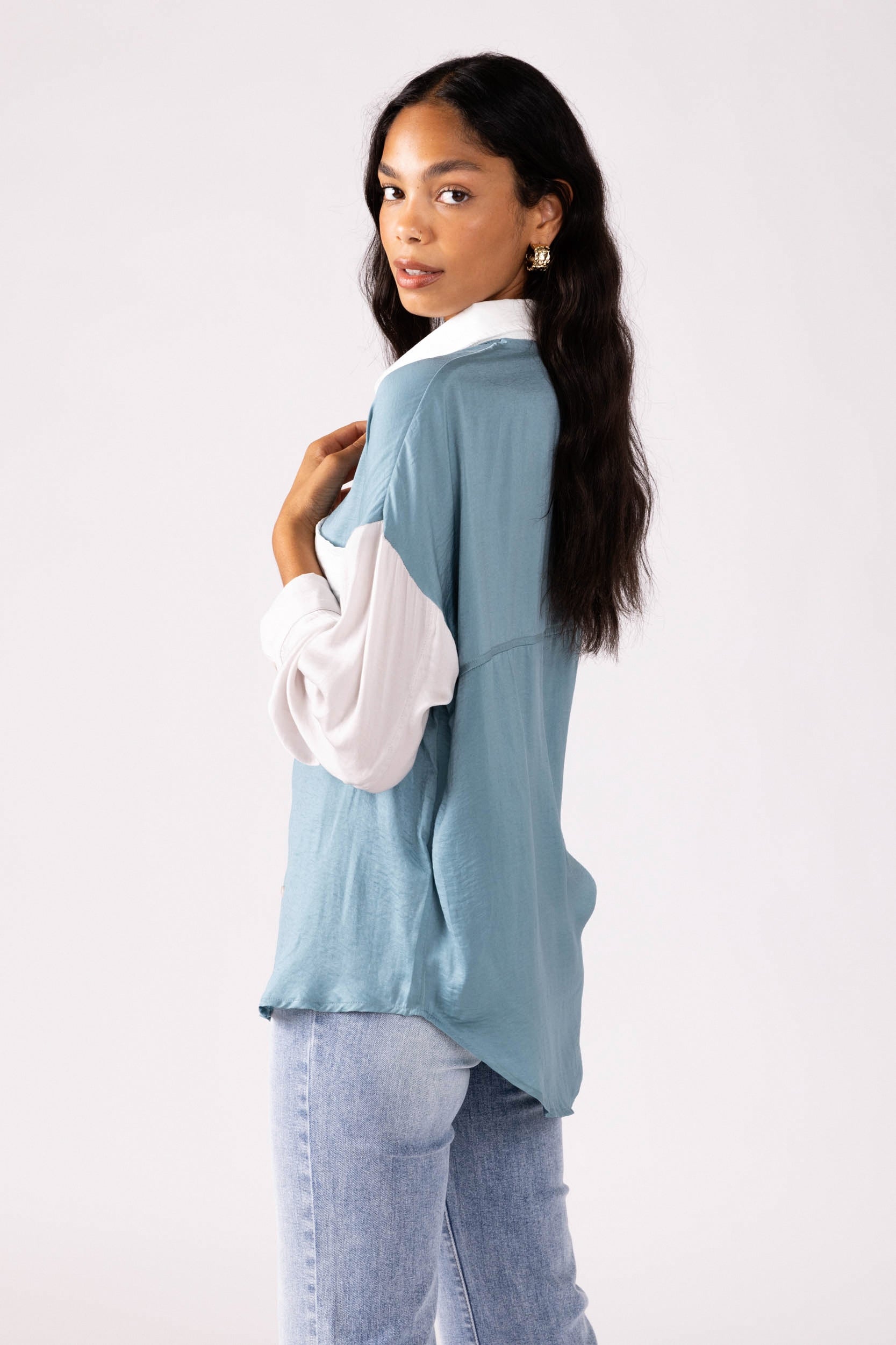Alivia Colorblock Button Down Top - fab'rik