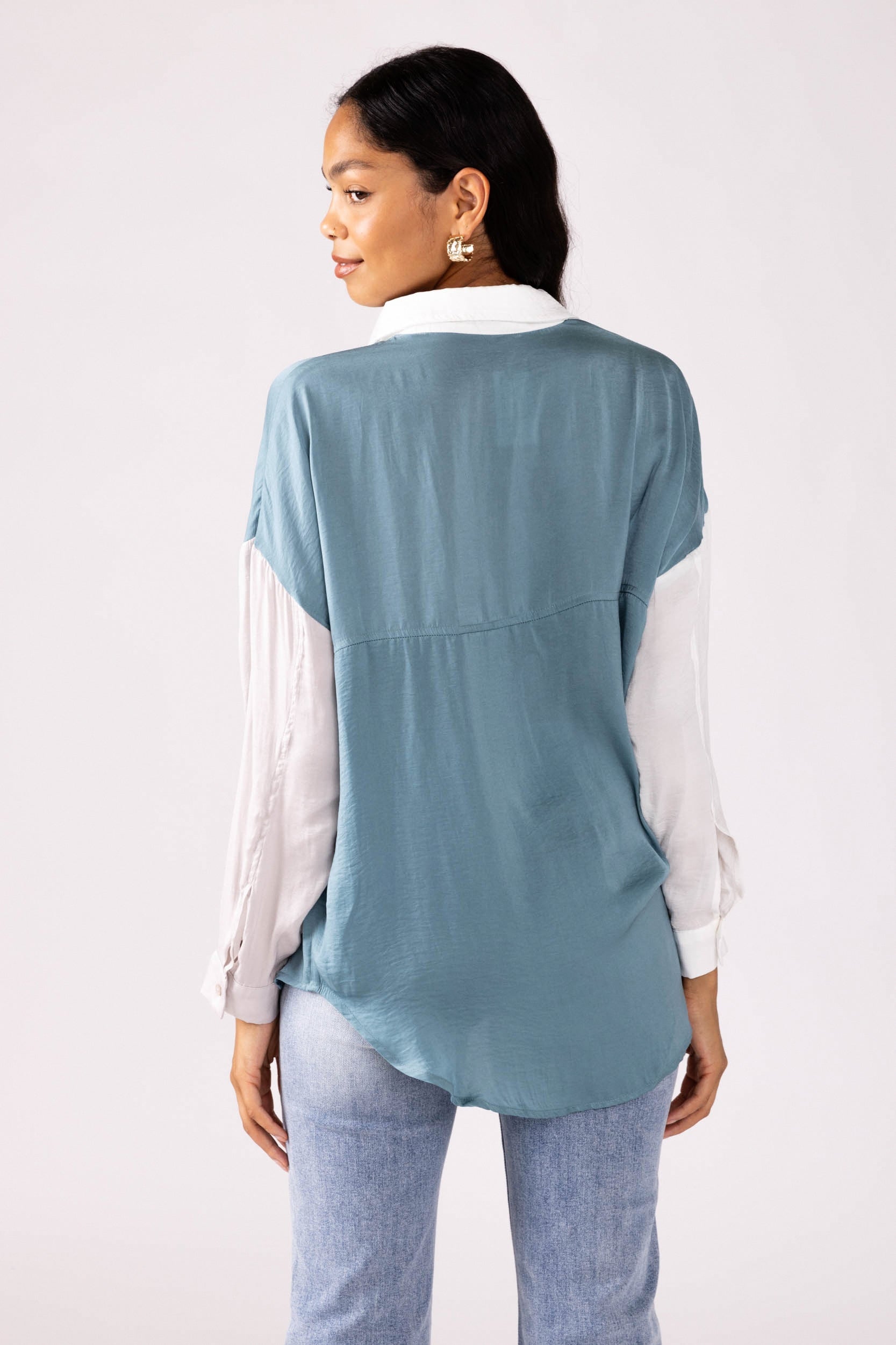 Alivia Colorblock Button Down Top - fab'rik