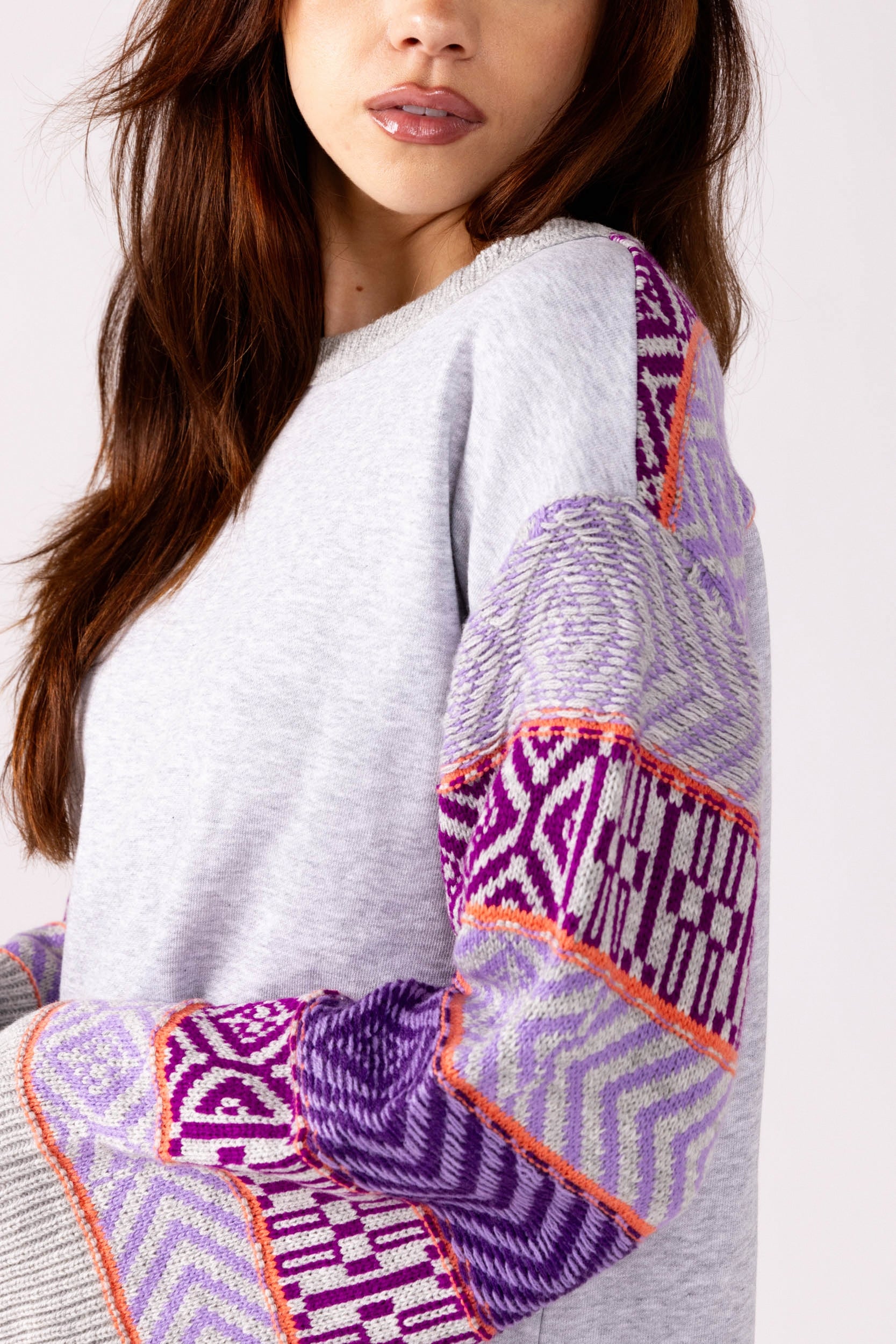 Janine Patterned Sleeve Sweatshirt - fab'rik