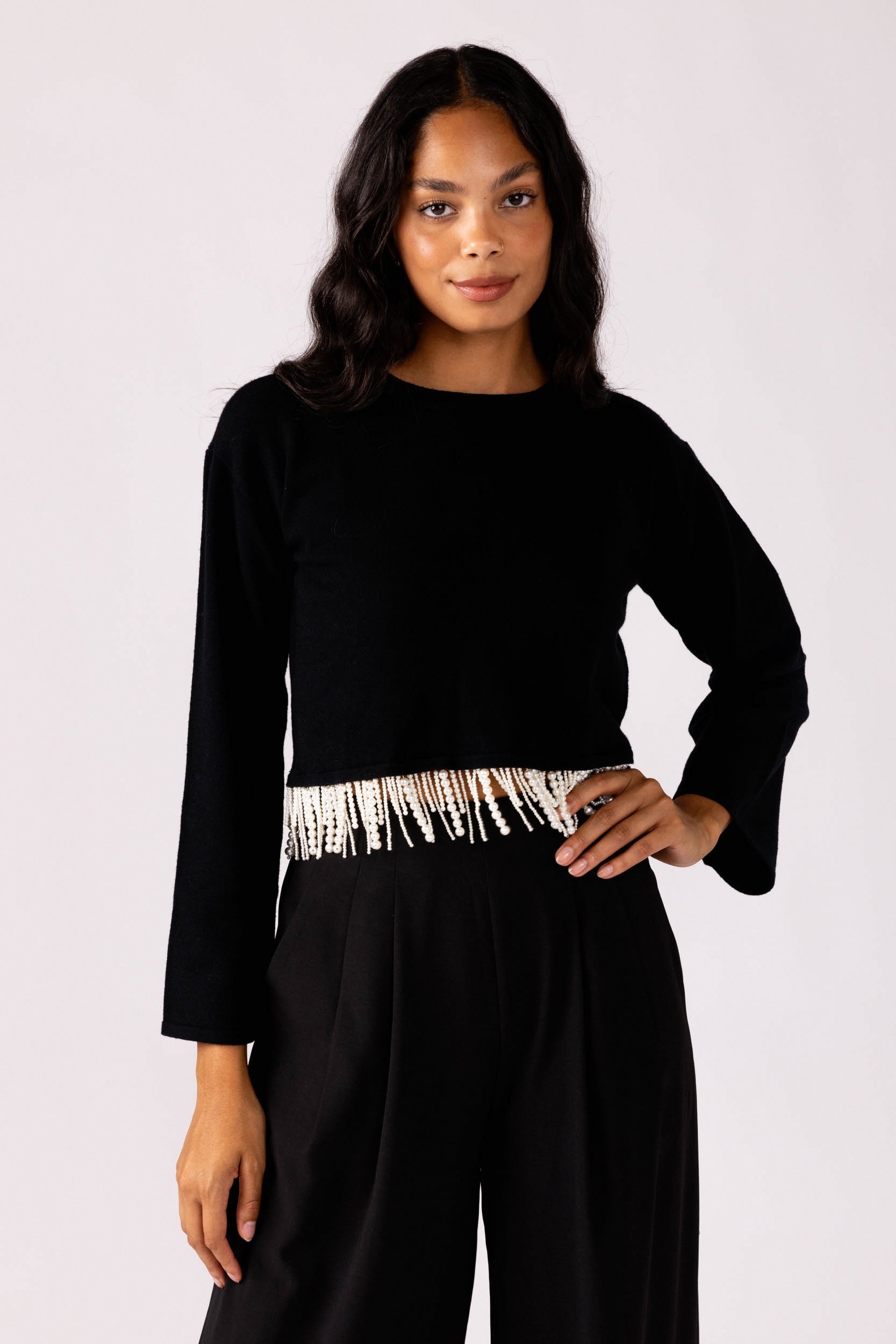 Chloe Pearl Fringe Top - fab'rik