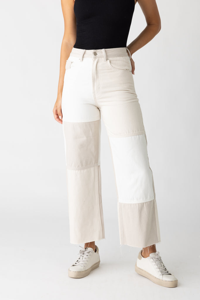 Hattie Wide Leg Patchwork Jeans - fab'rik