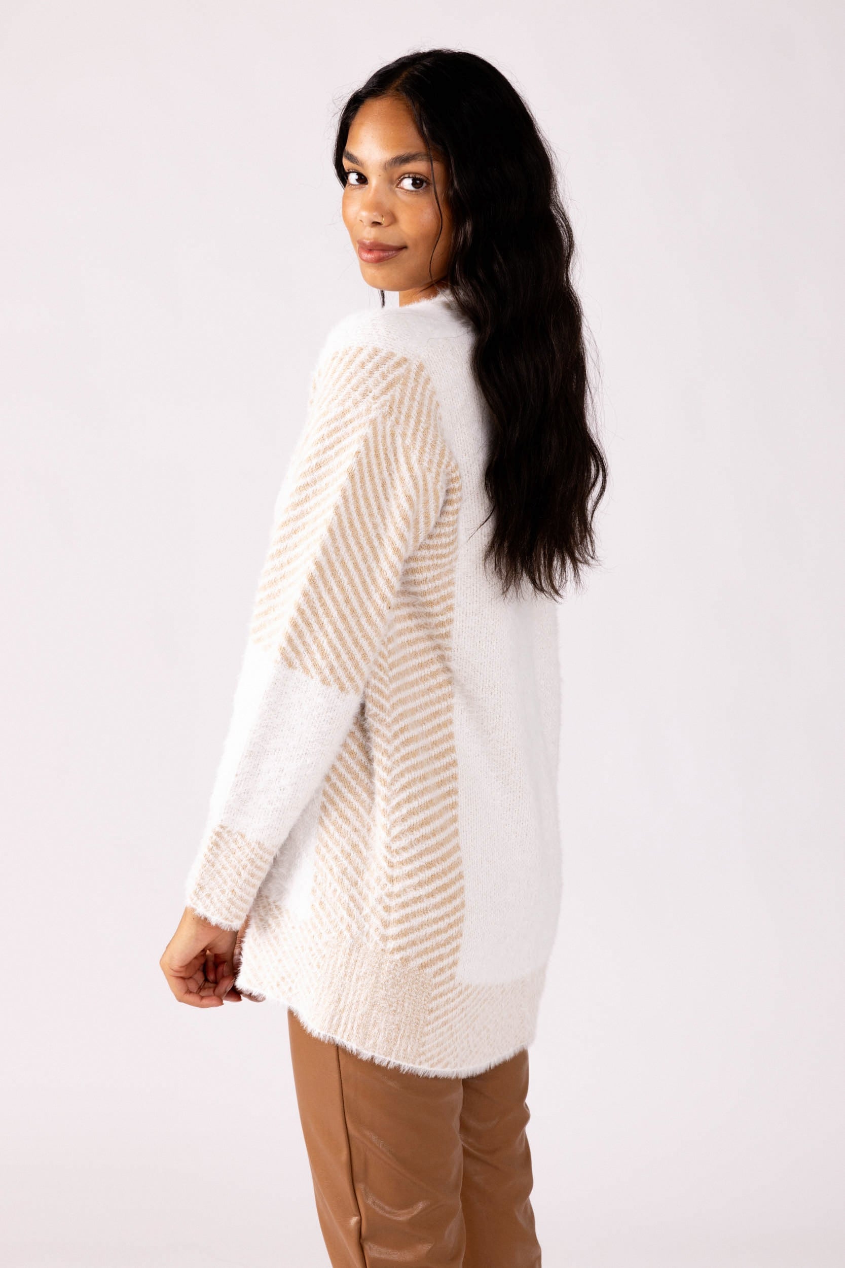 Ella Contrast Stitch Open Cardigan - fab'rik