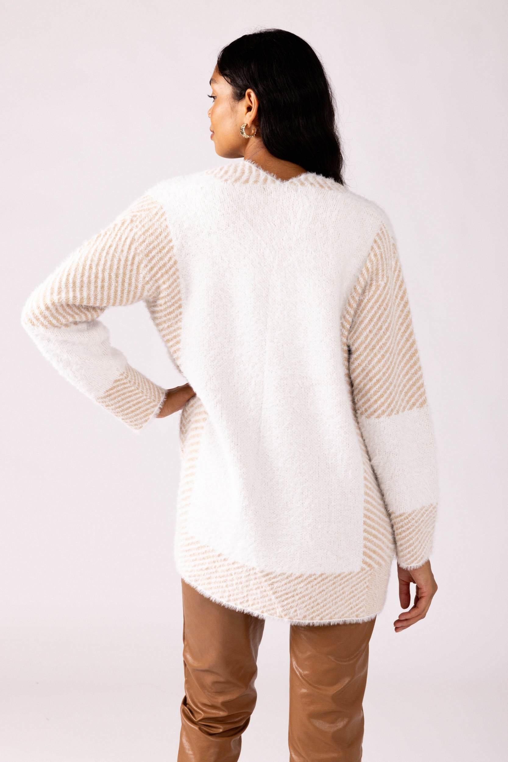 Ella Contrast Stitch Open Cardigan - fab'rik