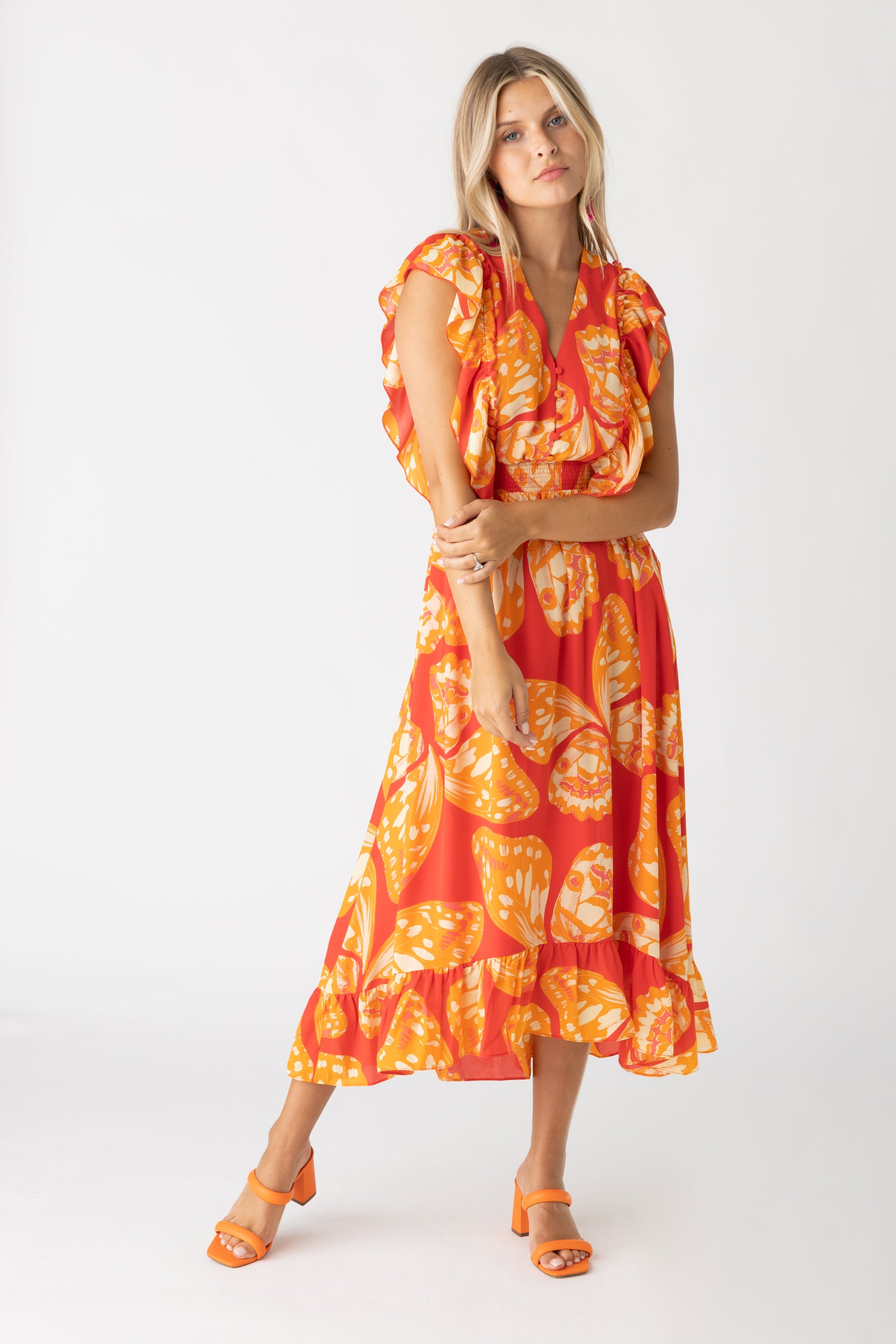 Ella Butterfly Printed Midi Dress - fab'rik