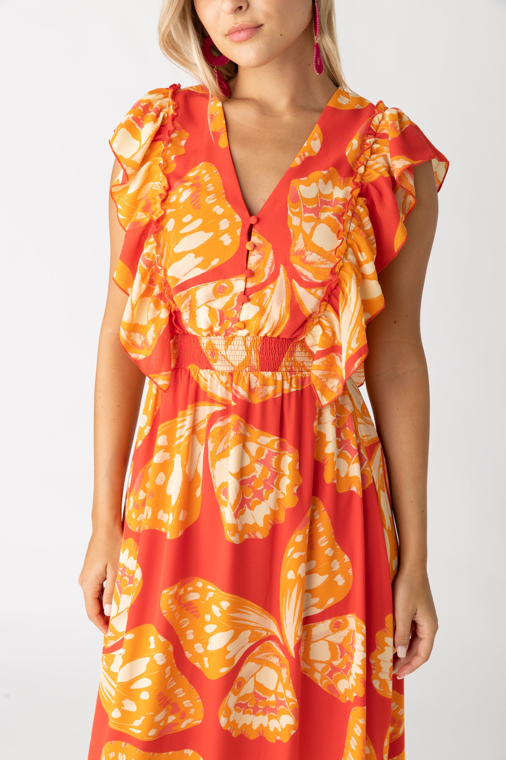 Ella Butterfly Printed Midi Dress - fab'rik