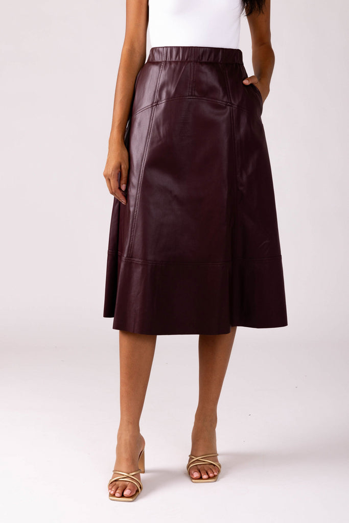 Jade Pleated Vegan Leather Skirt - fab'rik