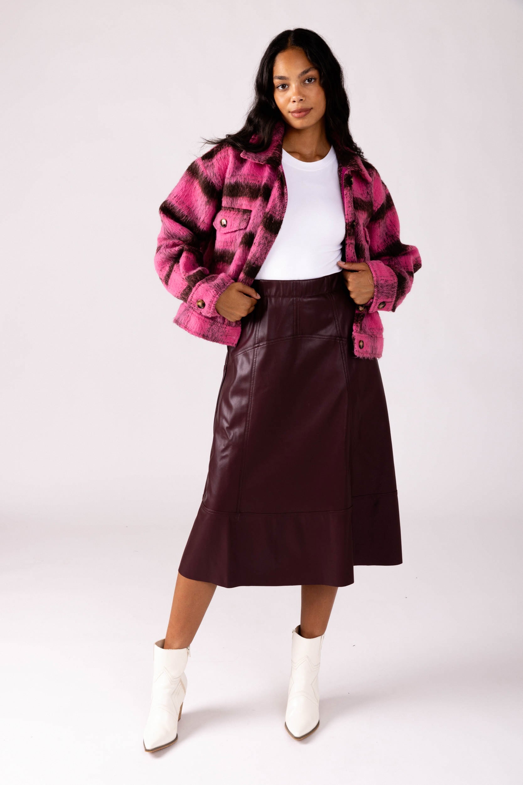 Jade Pleated Vegan Leather Skirt - fab'rik