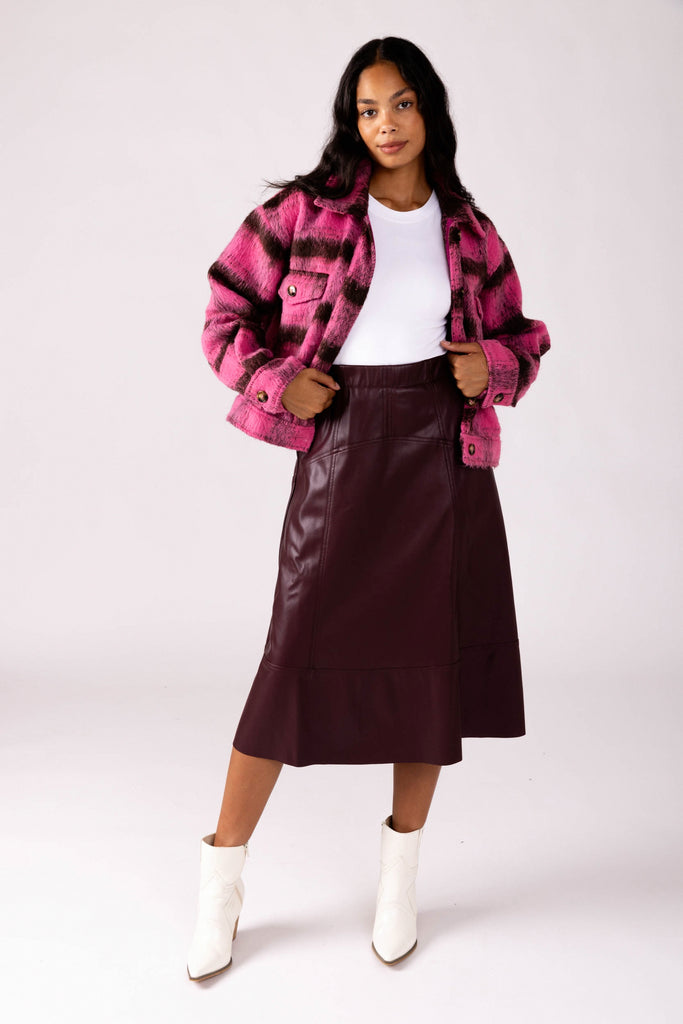 Jade Pleated Vegan Leather Skirt - fab'rik