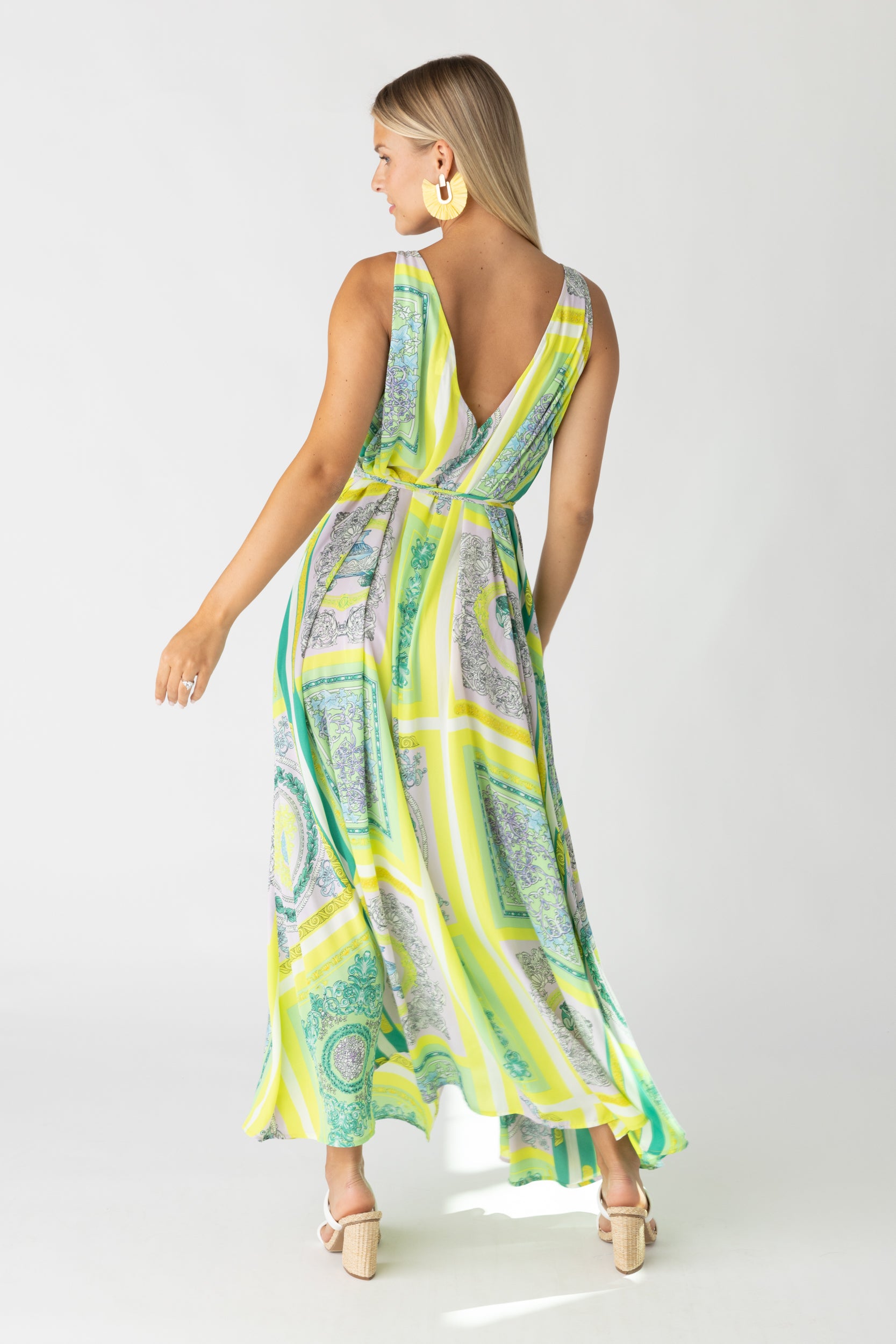 Rose Deep V Tie Front Maxi Dress - fab'rik