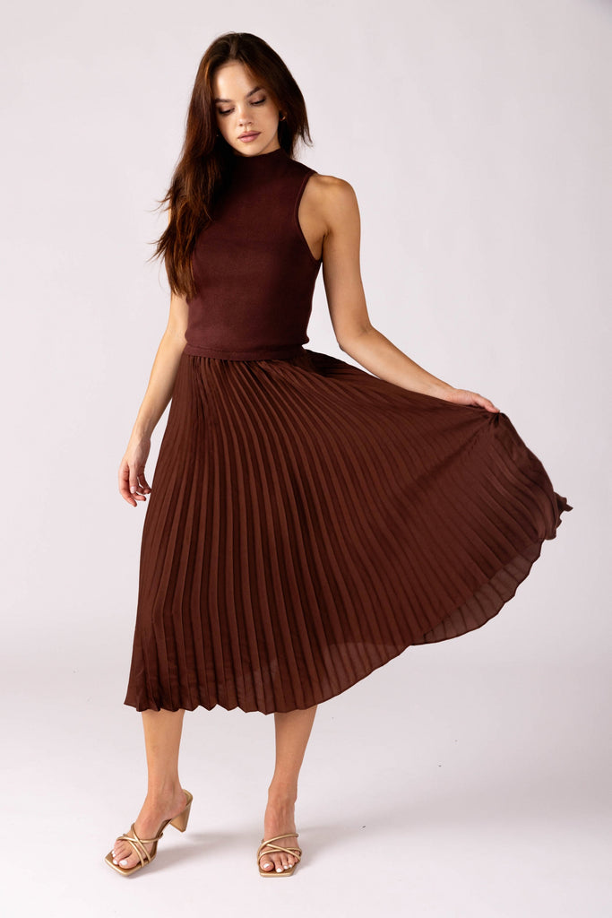 Shelley Pleated Skirt Midi Dress - fab'rik